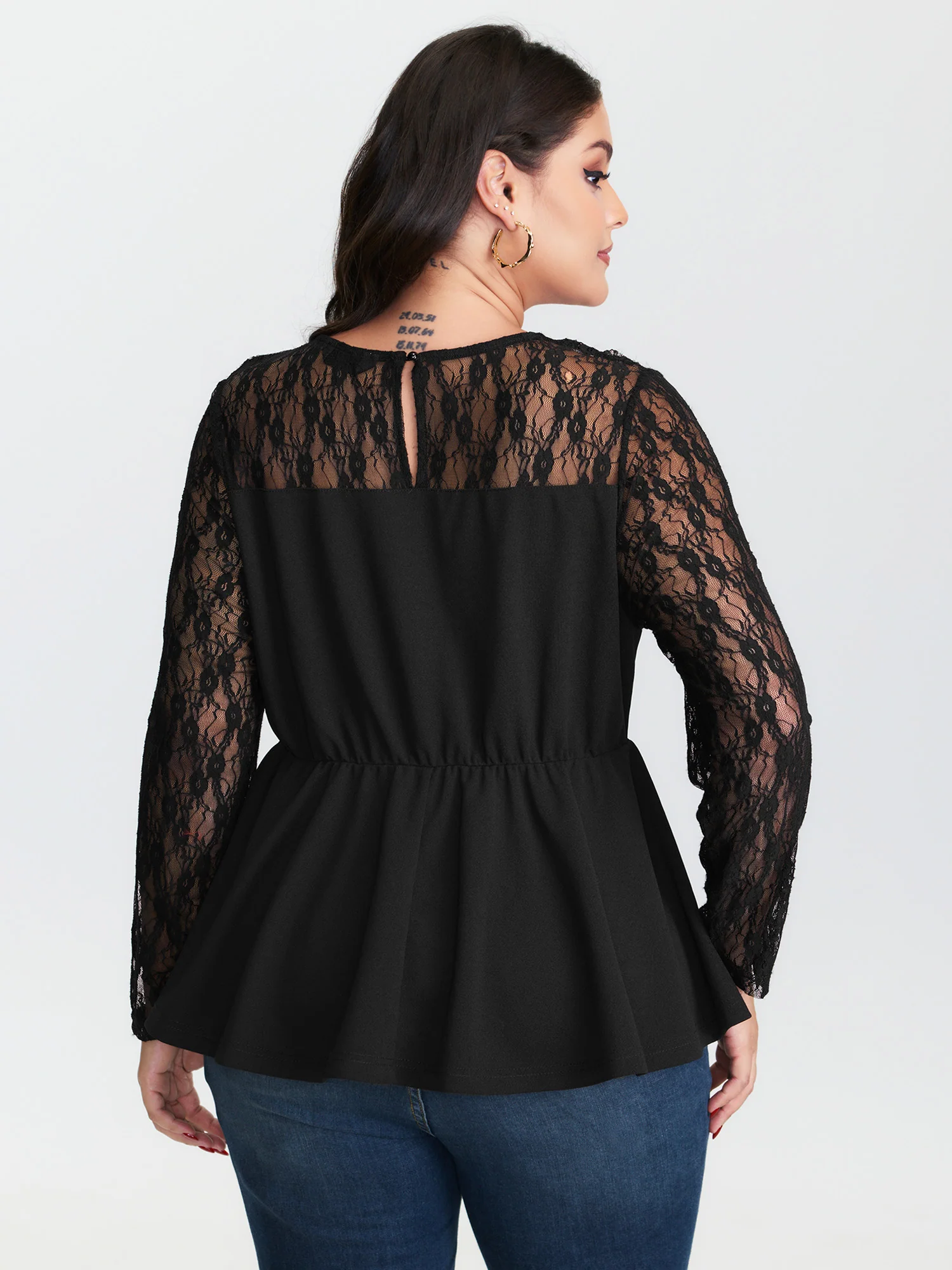 Sheer Lace Crisscross Plain Top - Image 4