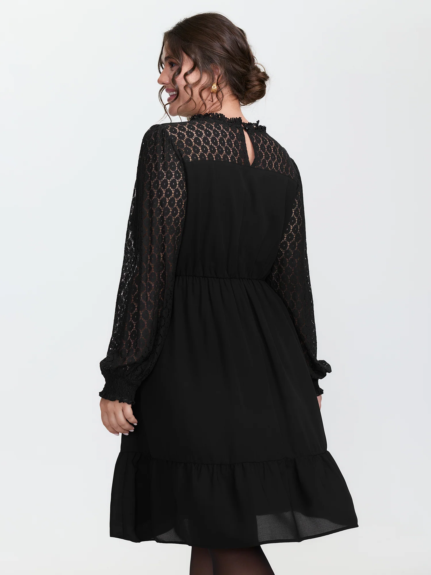 Sheer Lace Cut-Out Detail Midi Dress - Image 4