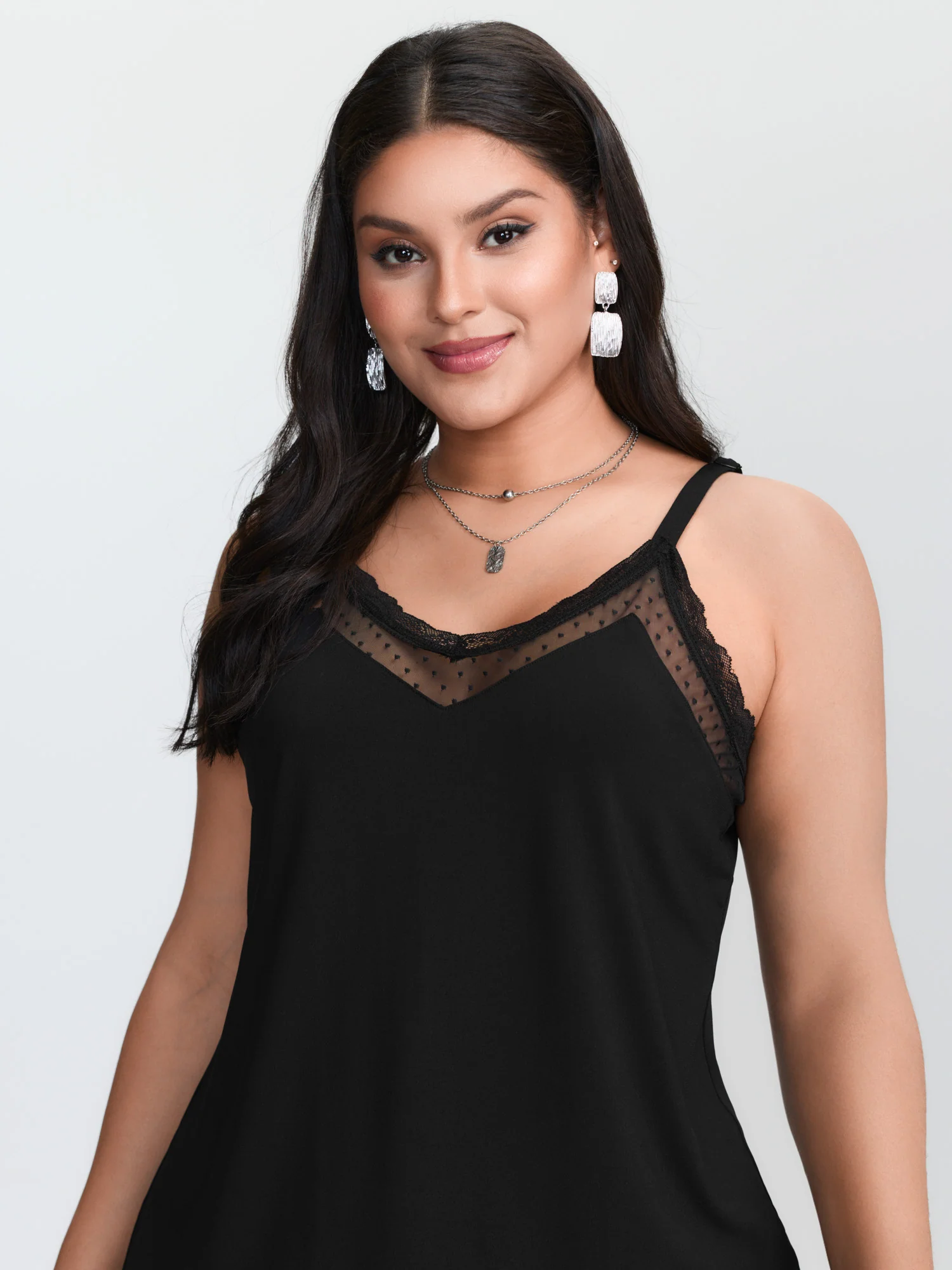 Sheer Lace Cut-Out Tank Top - Image 2