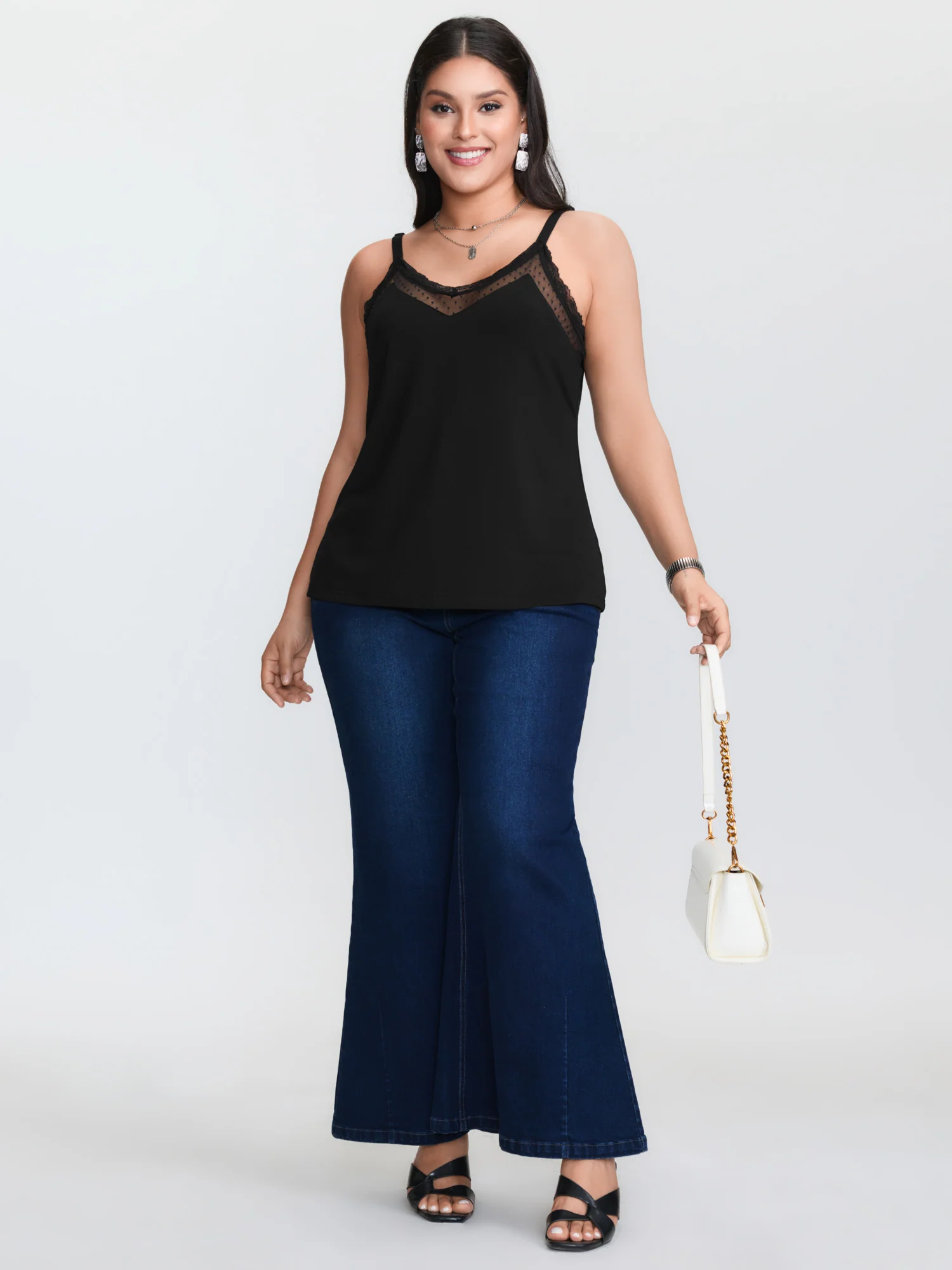 Sheer Lace Cut-Out Tank Top - Image 3
