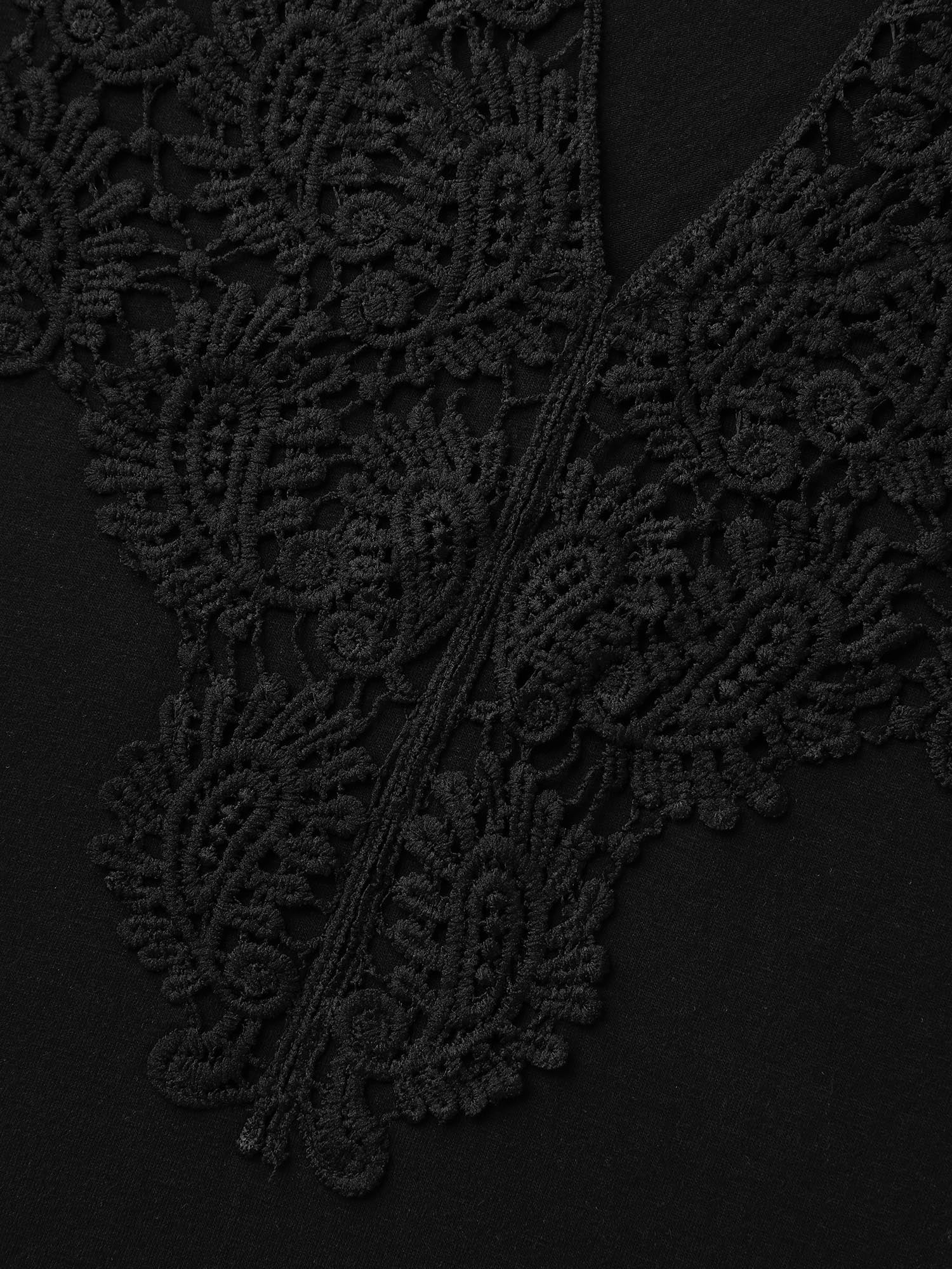 Sheer Lace Fitted Solid T-Shirt - Image 5