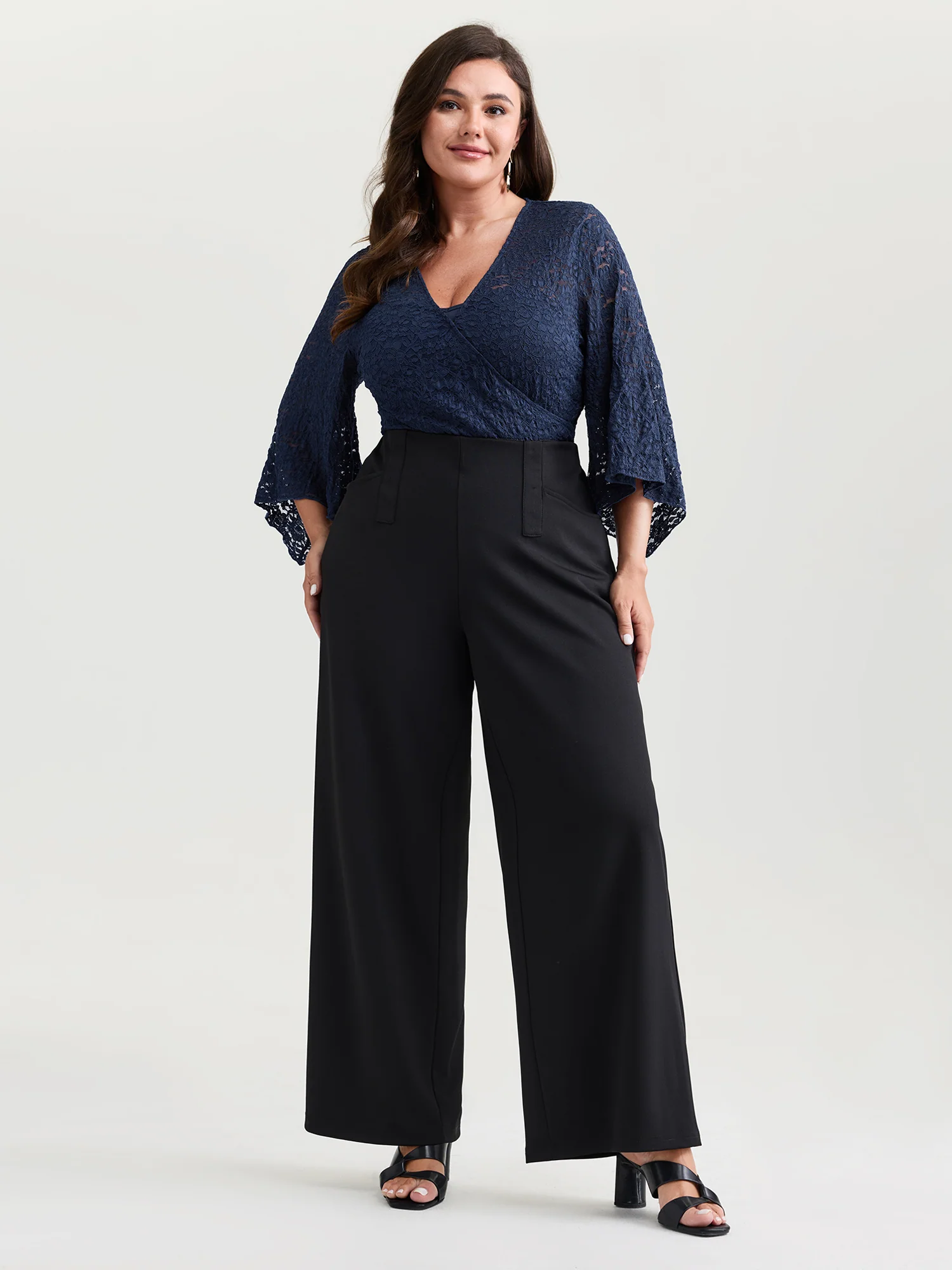 Sheer Lace Flared Sleeve Blouse - Image 4