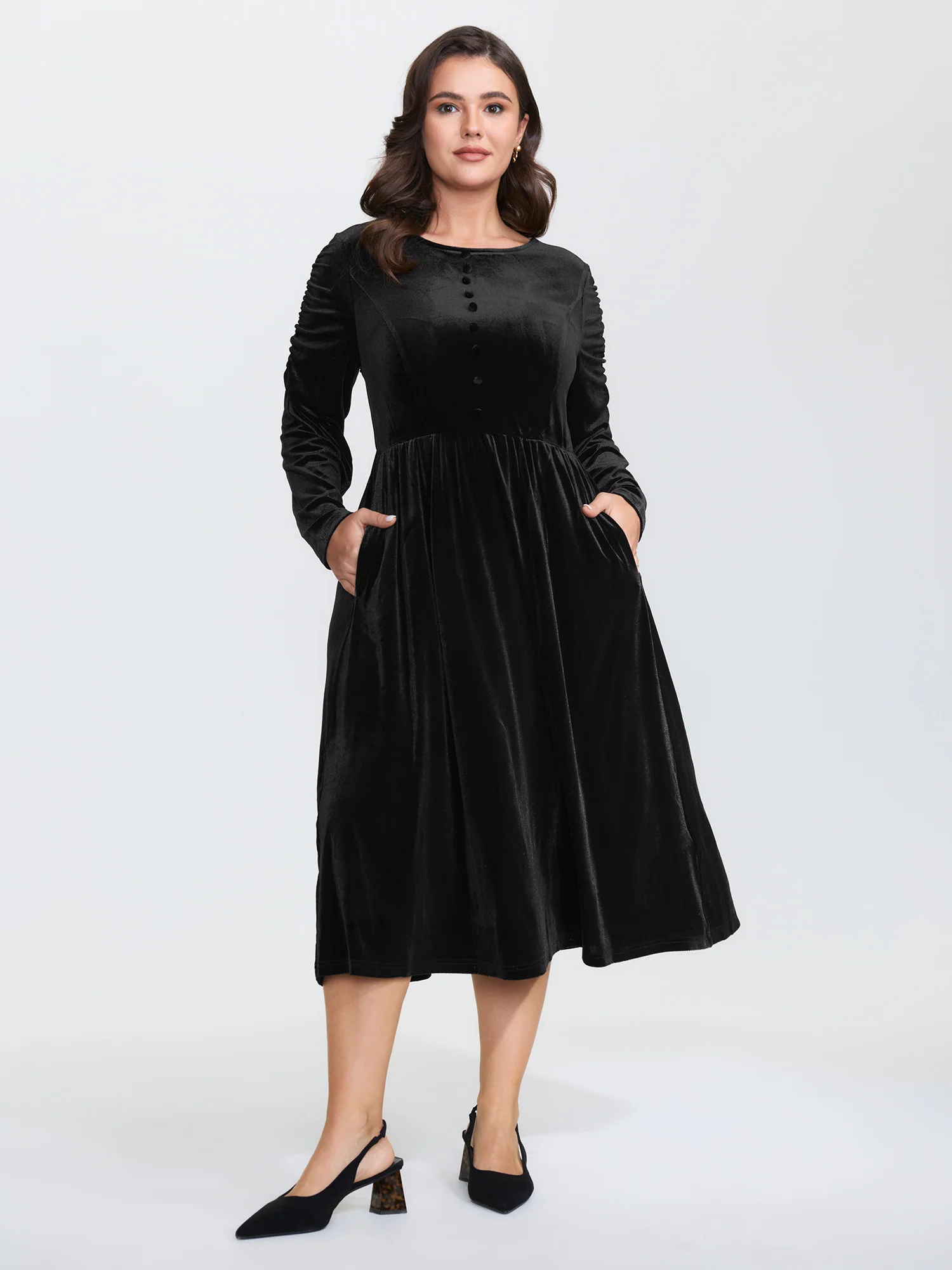 Sheer Lace Gathered Backless Midi Dress - Image 2