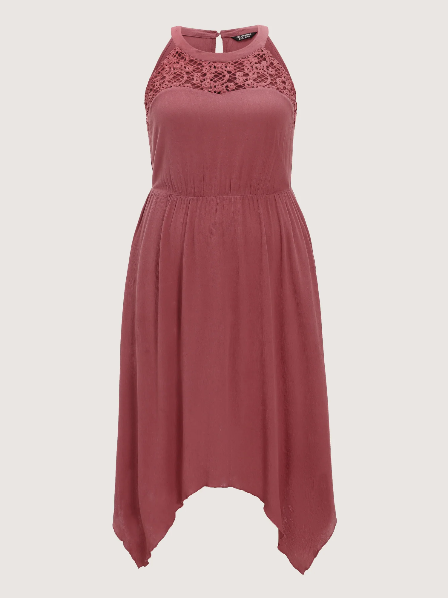 Sheer Lace Halter Neckline Flowy Midi Dress - Image 7