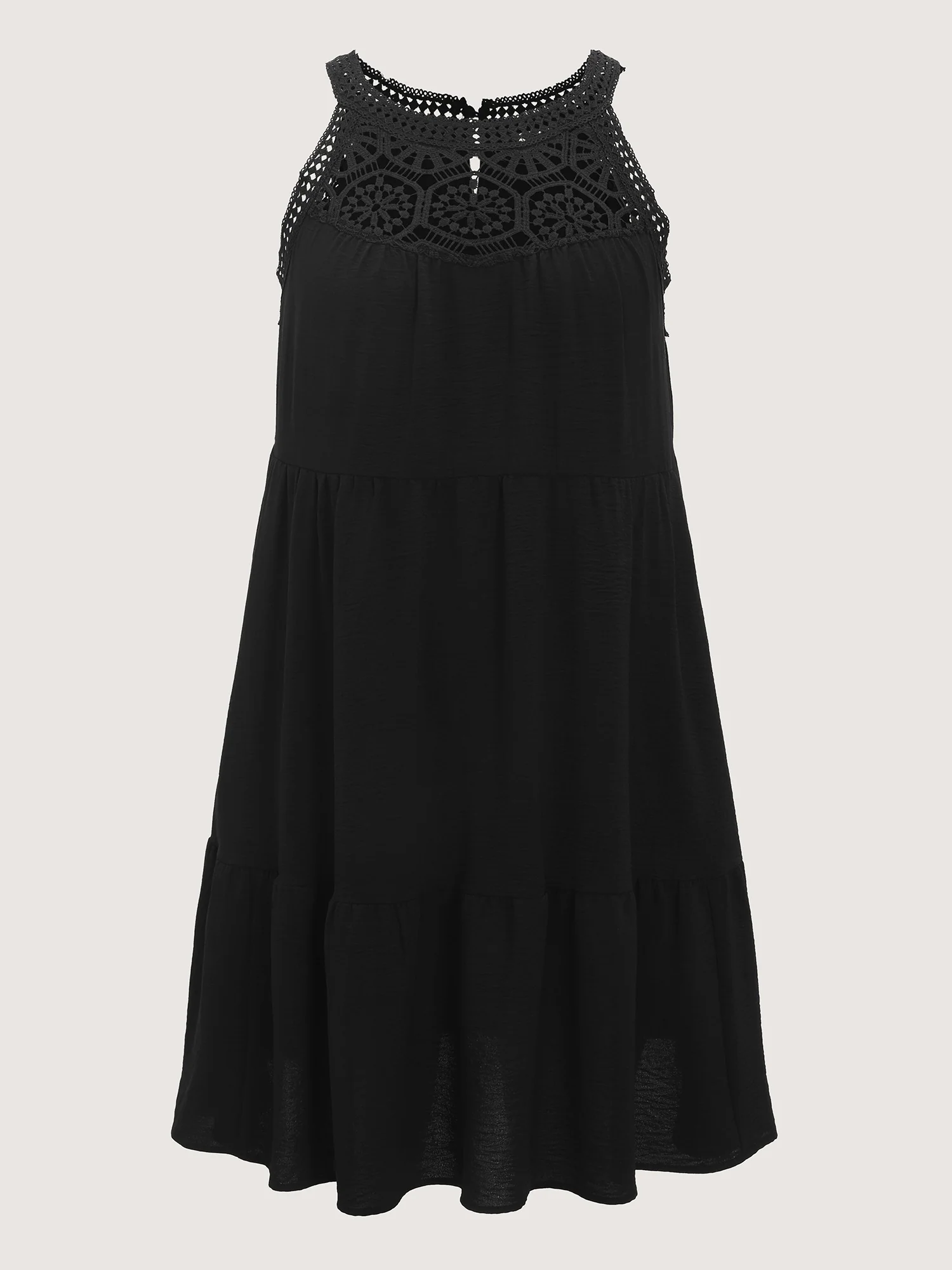 Sheer Lace Halter Neckline Tiered Mini Dress - Image 7