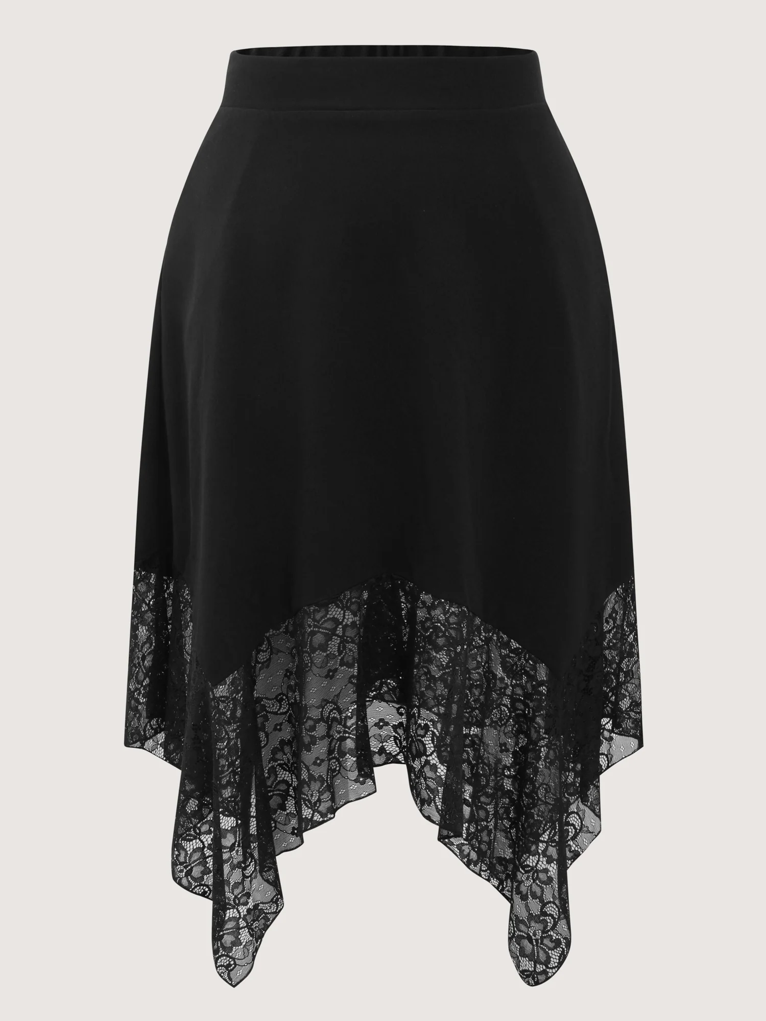 Sheer Lace Handkerchief Hem Midi Skirt - Image 9