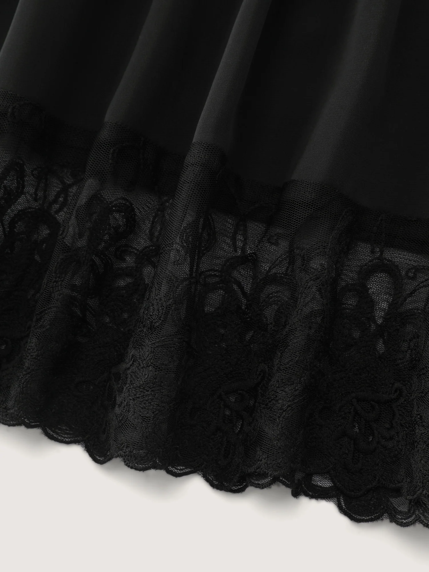Sheer Lace Hem Satin Blouse - Image 6