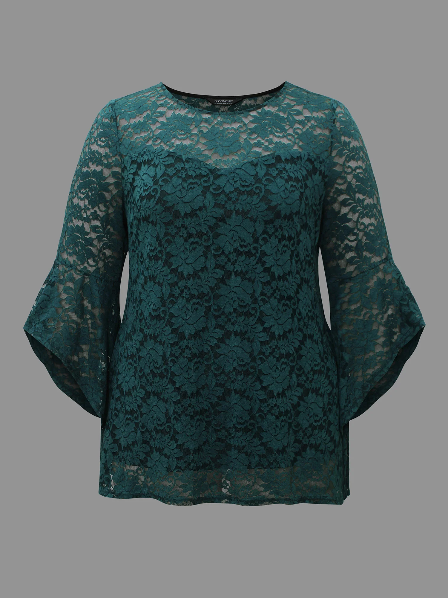 Sheer Lace Irregular Sleeve Lined Shirt - Image 8