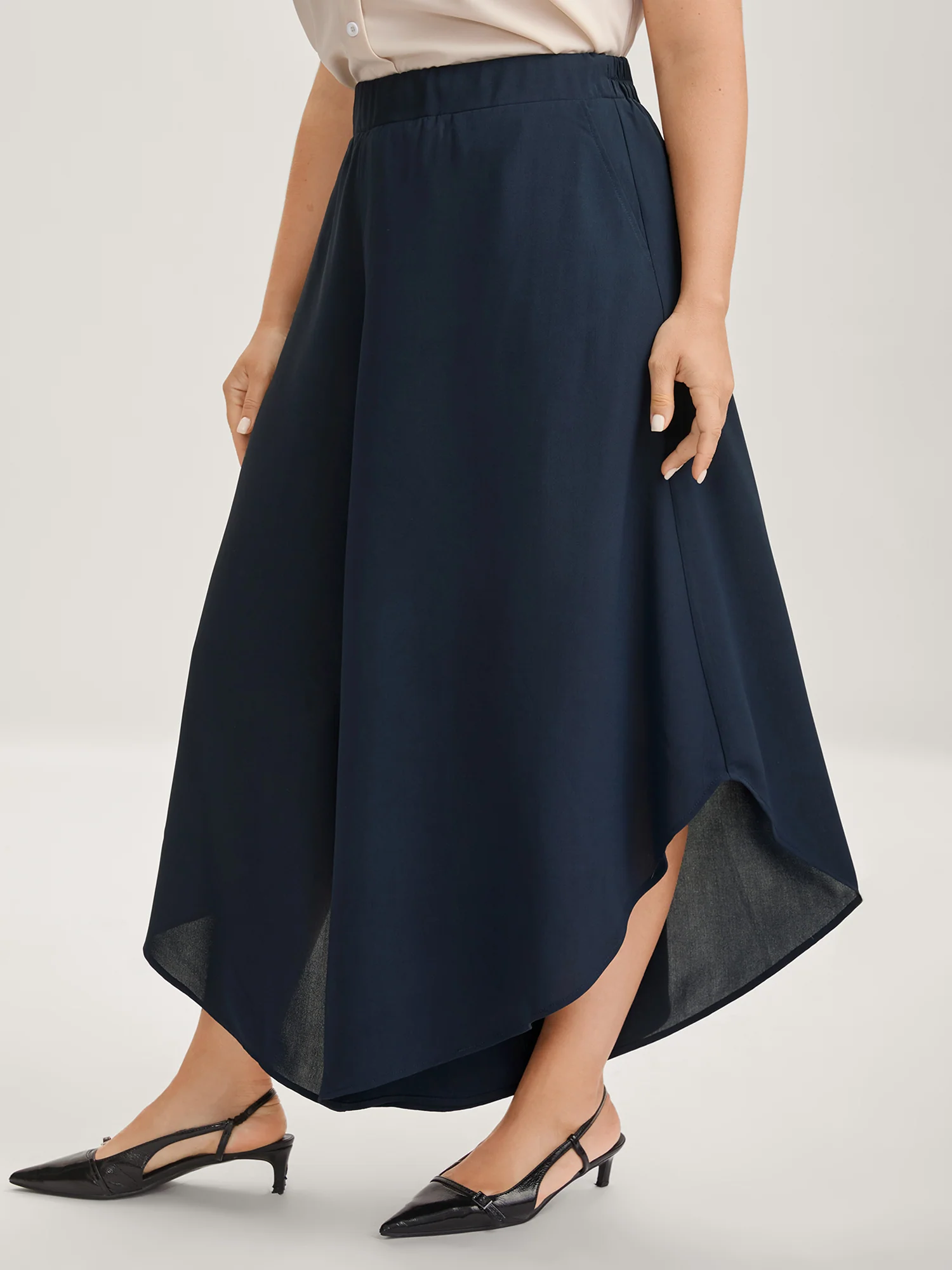 Sheer Lace Petal Hem Wide-Leg Pants - Image 2