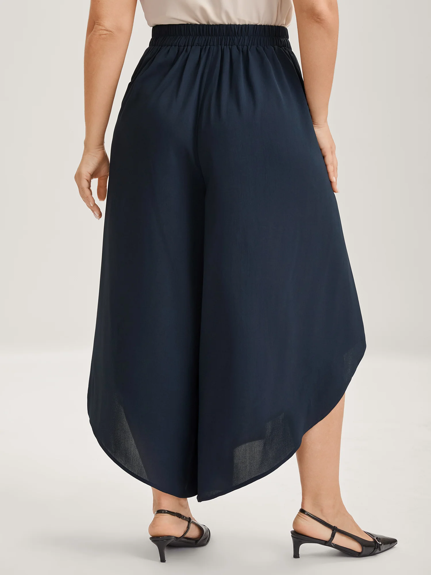 Sheer Lace Petal Hem Wide-Leg Pants - Image 5