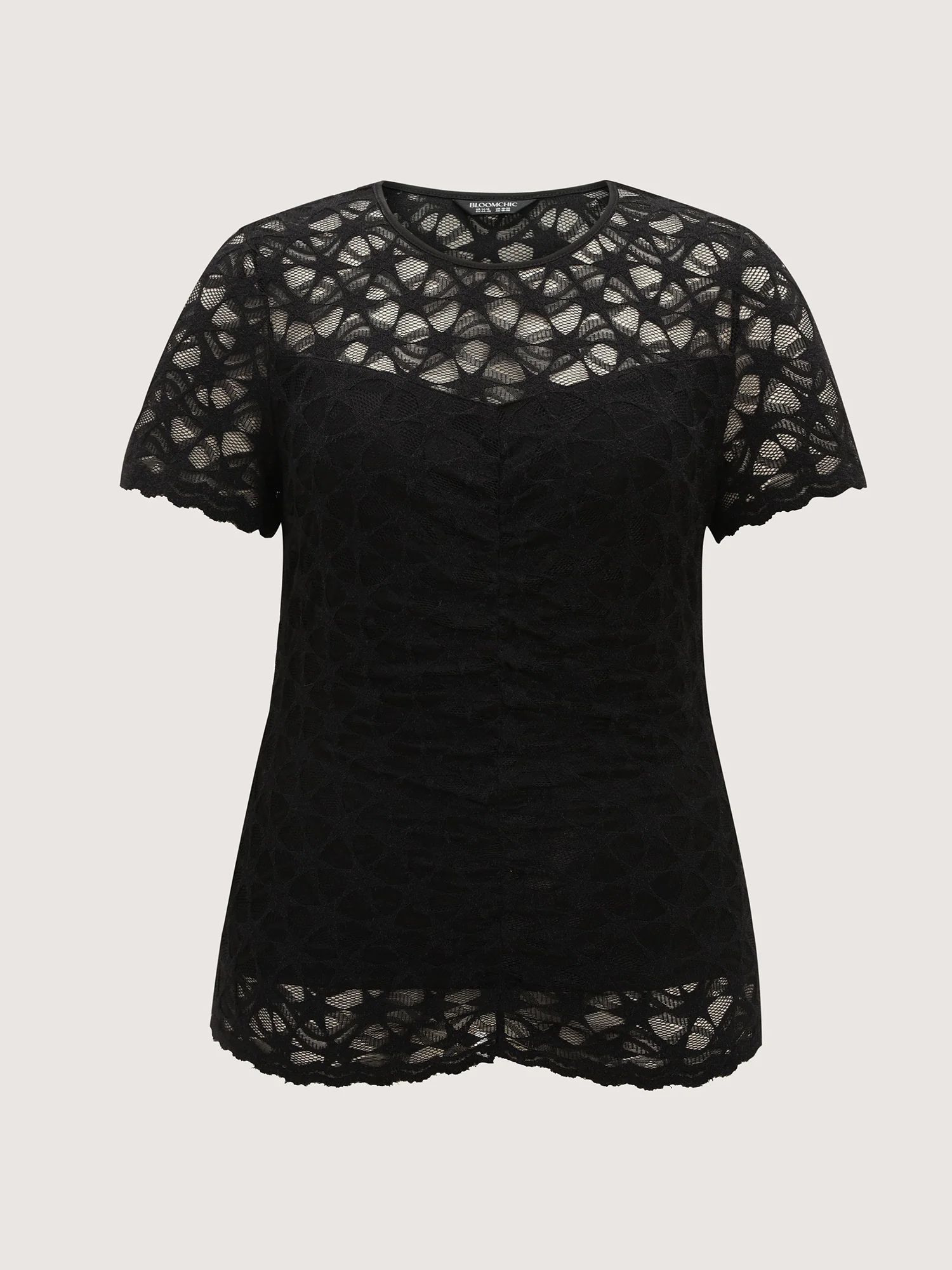 Sheer Lace Round Neck Knit Top - Image 7