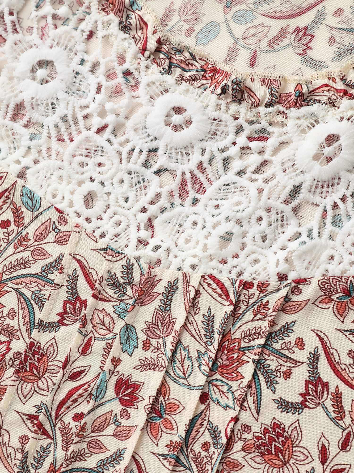 Sheer Lace Ruffled Neck Floral Blouse - Image 7