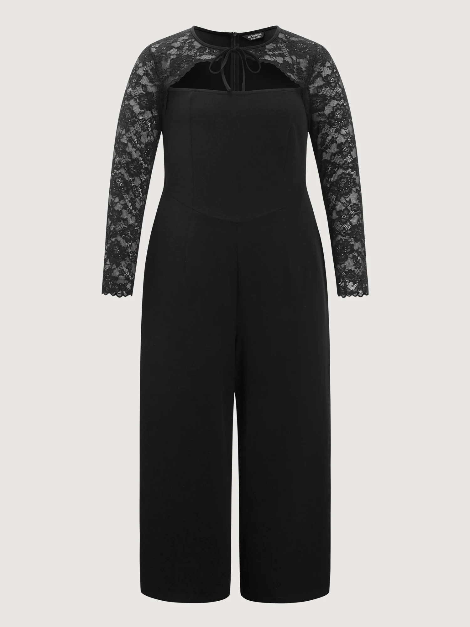 Sheer Lace Sleeve Cut-Out Neckline Jumpsuit - Image 7