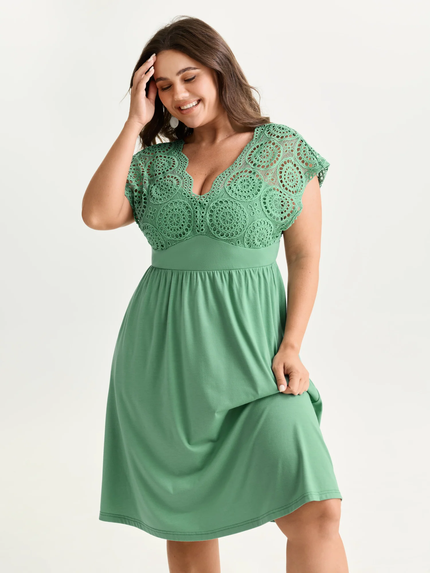 Sheer Lace Sleeve Flowy Mini Dress - Image 10