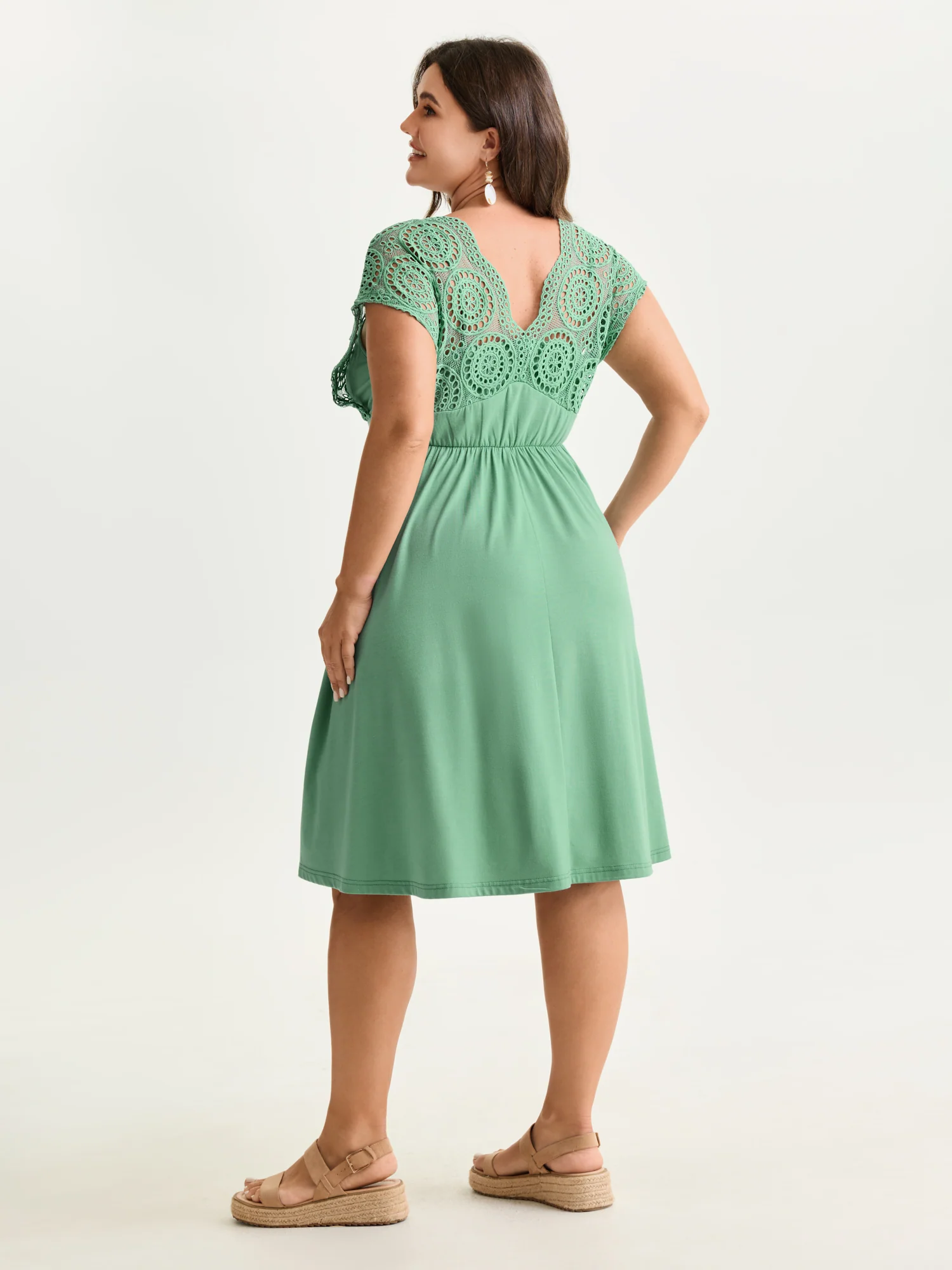 Sheer Lace Sleeve Flowy Mini Dress - Image 11