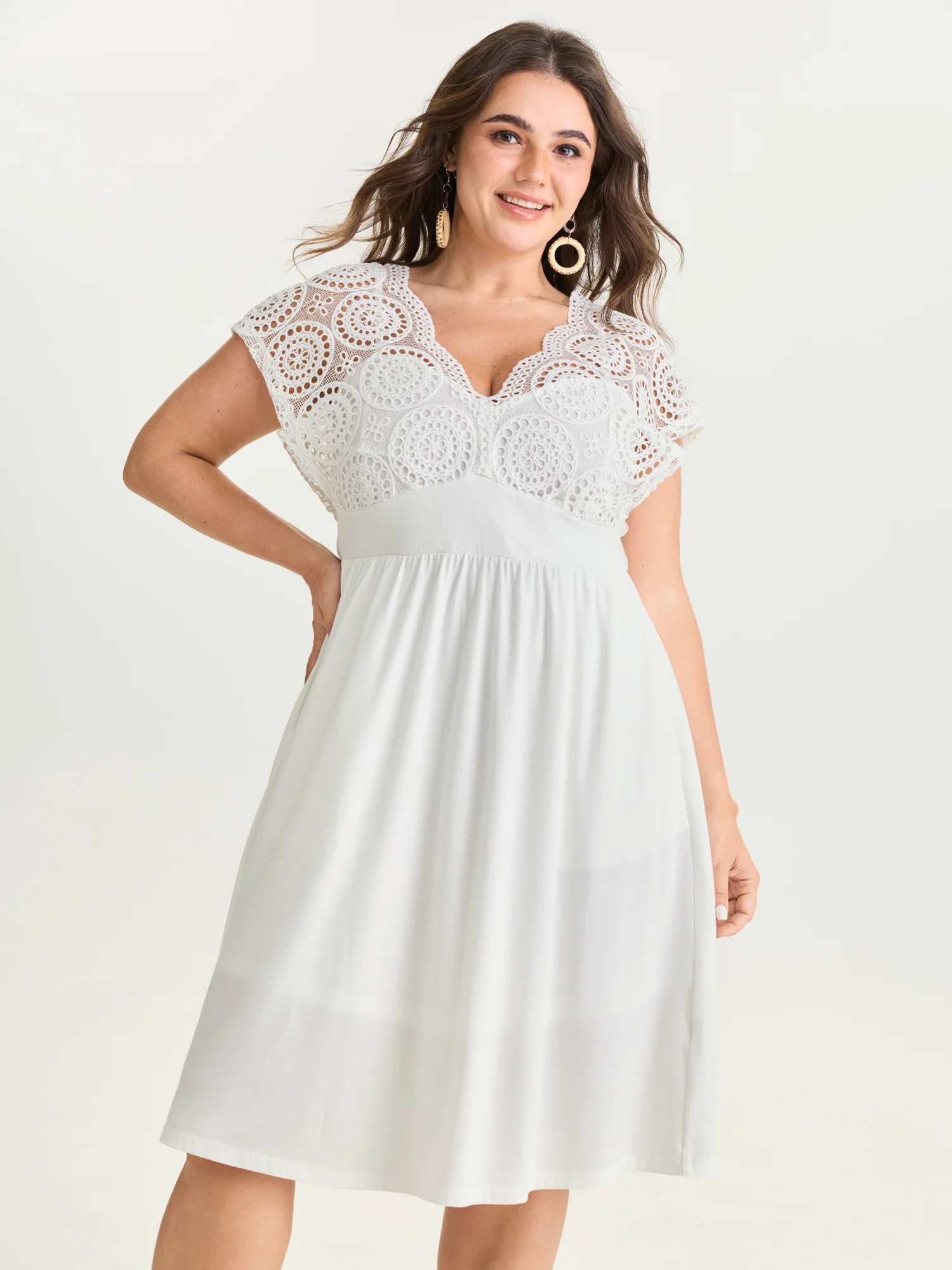 Sheer Lace Sleeve Flowy Mini Dress - Image 12