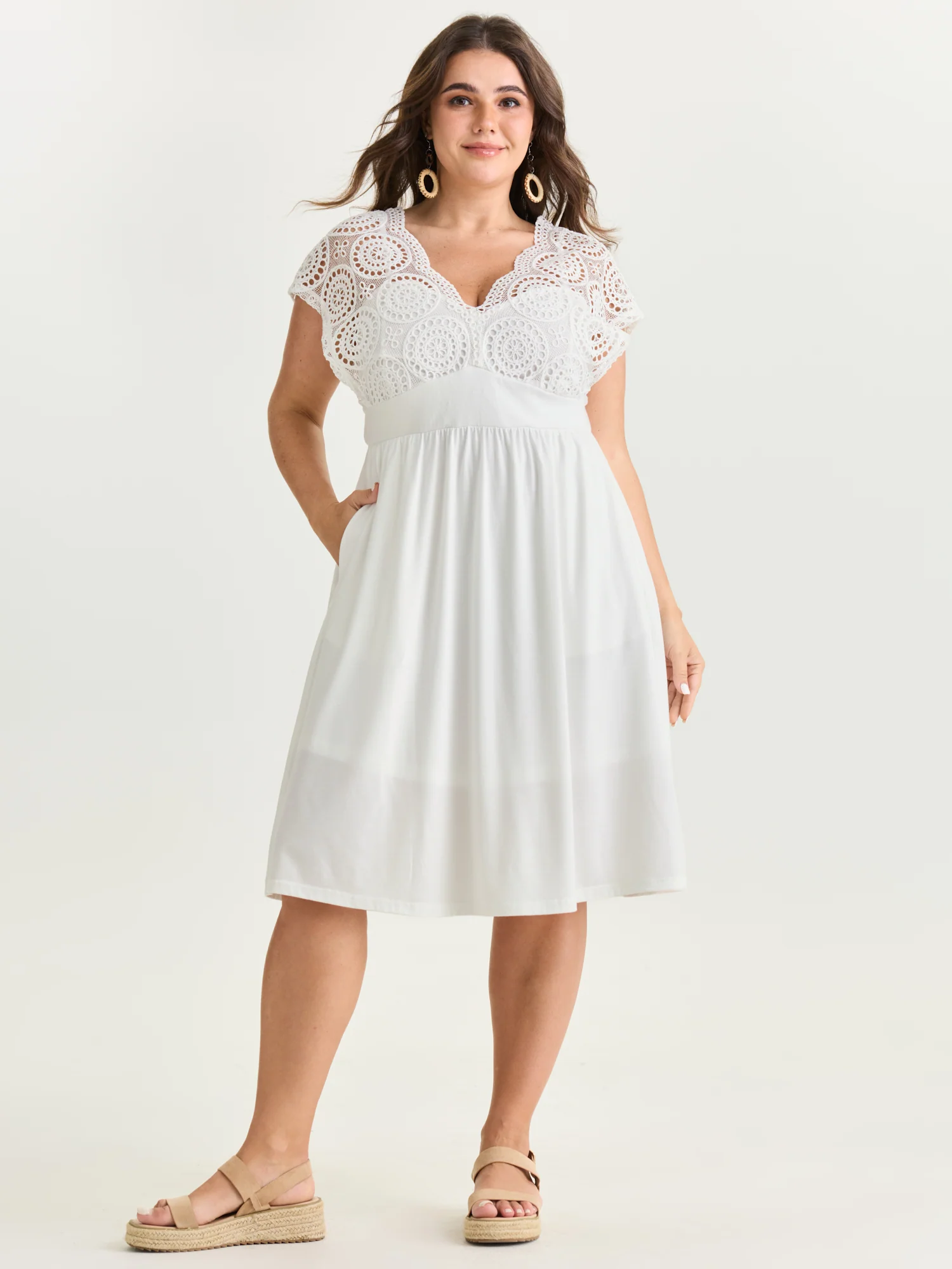 Sheer Lace Sleeve Flowy Mini Dress - Image 14