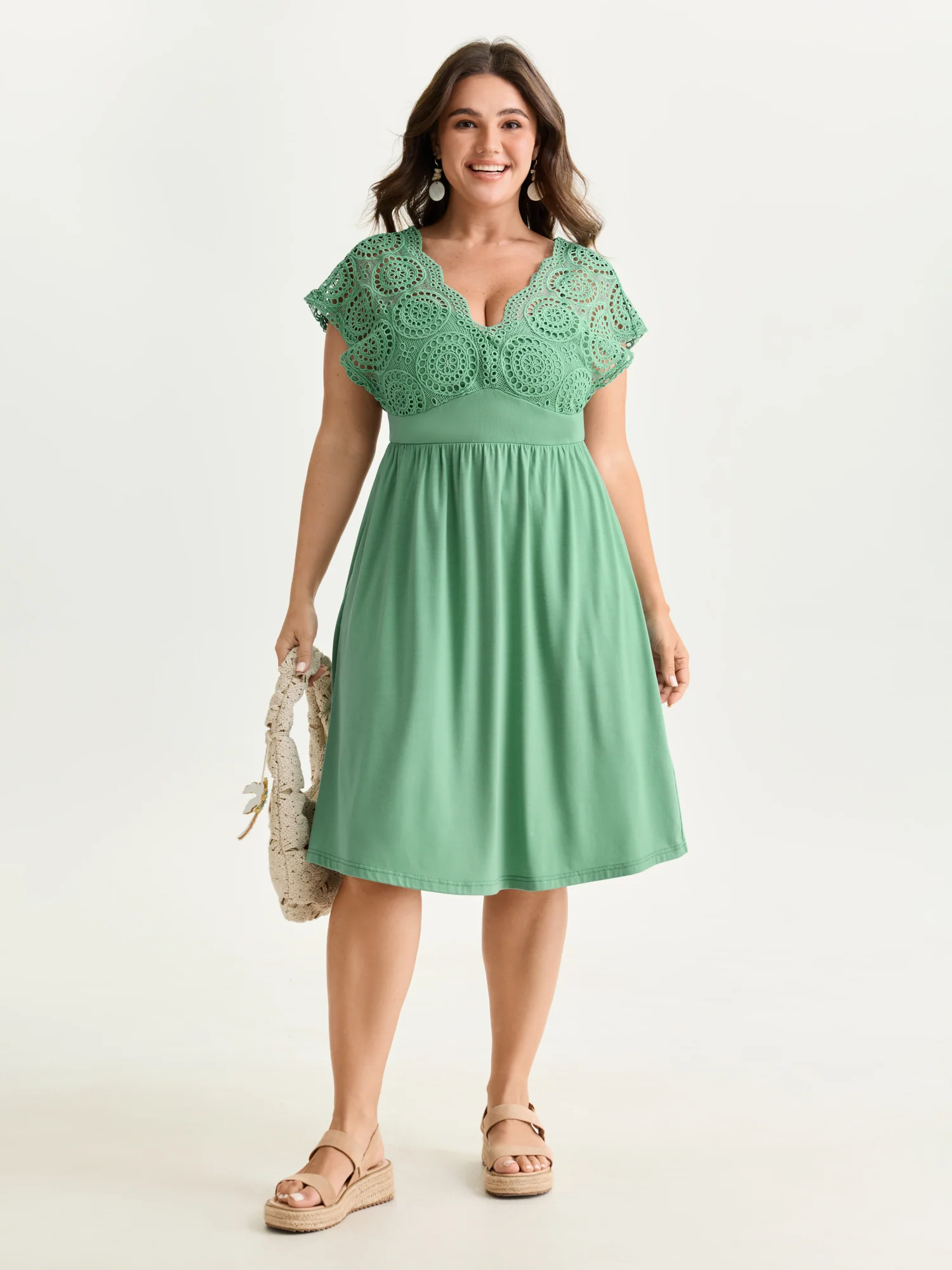 Sheer Lace Sleeve Flowy Mini Dress - Image 8