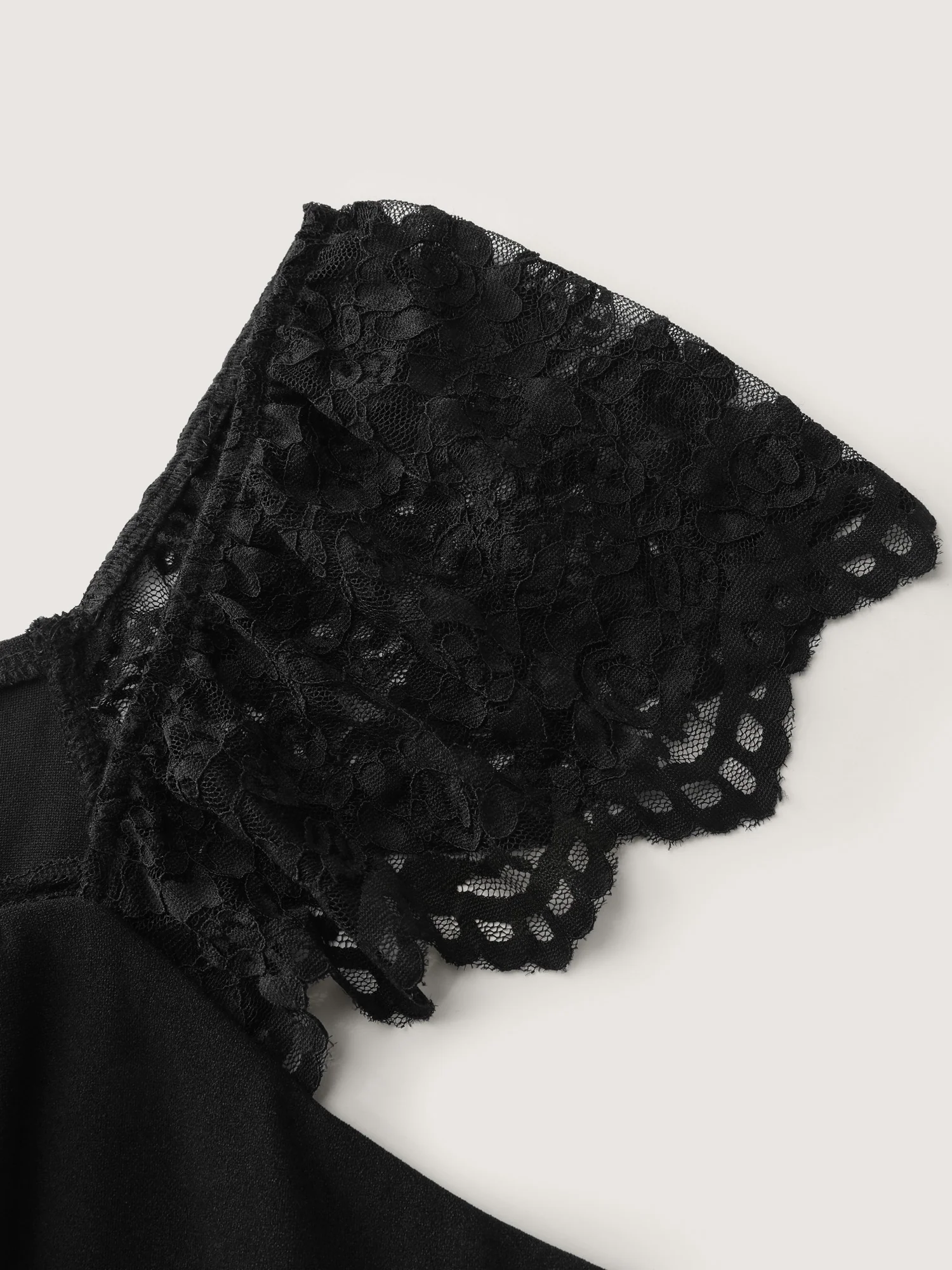 Sheer Lace Sleeve Gathered Cinched-Waist Mini Dress - Image 5