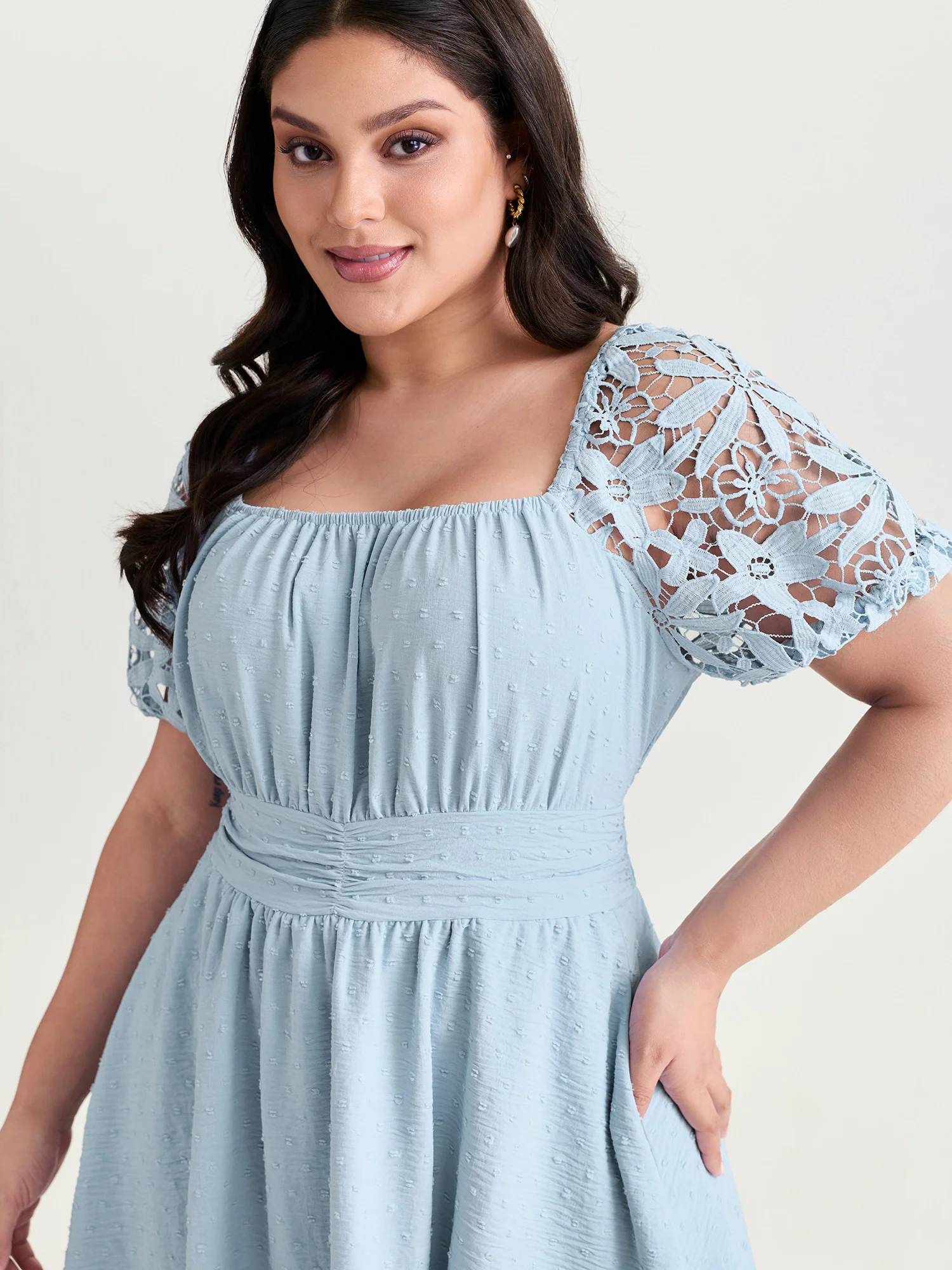Sheer Lace Sleeve Open Back Mini Dress - Image 4