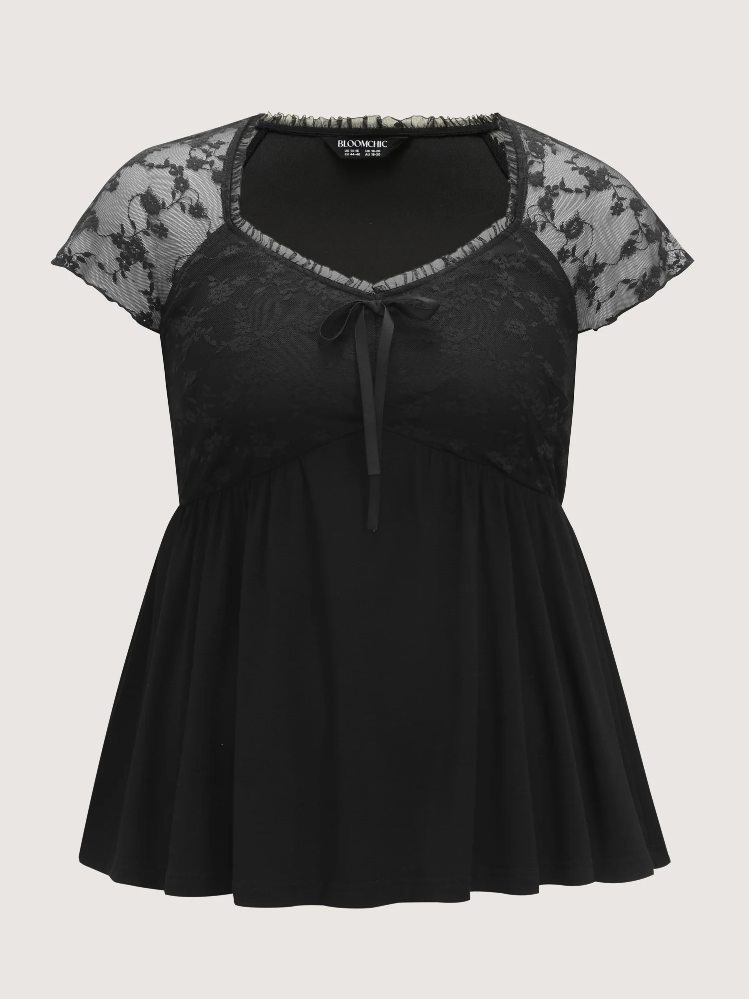 Sheer Lace Sleeve Stretchy Knit Top - Image 8