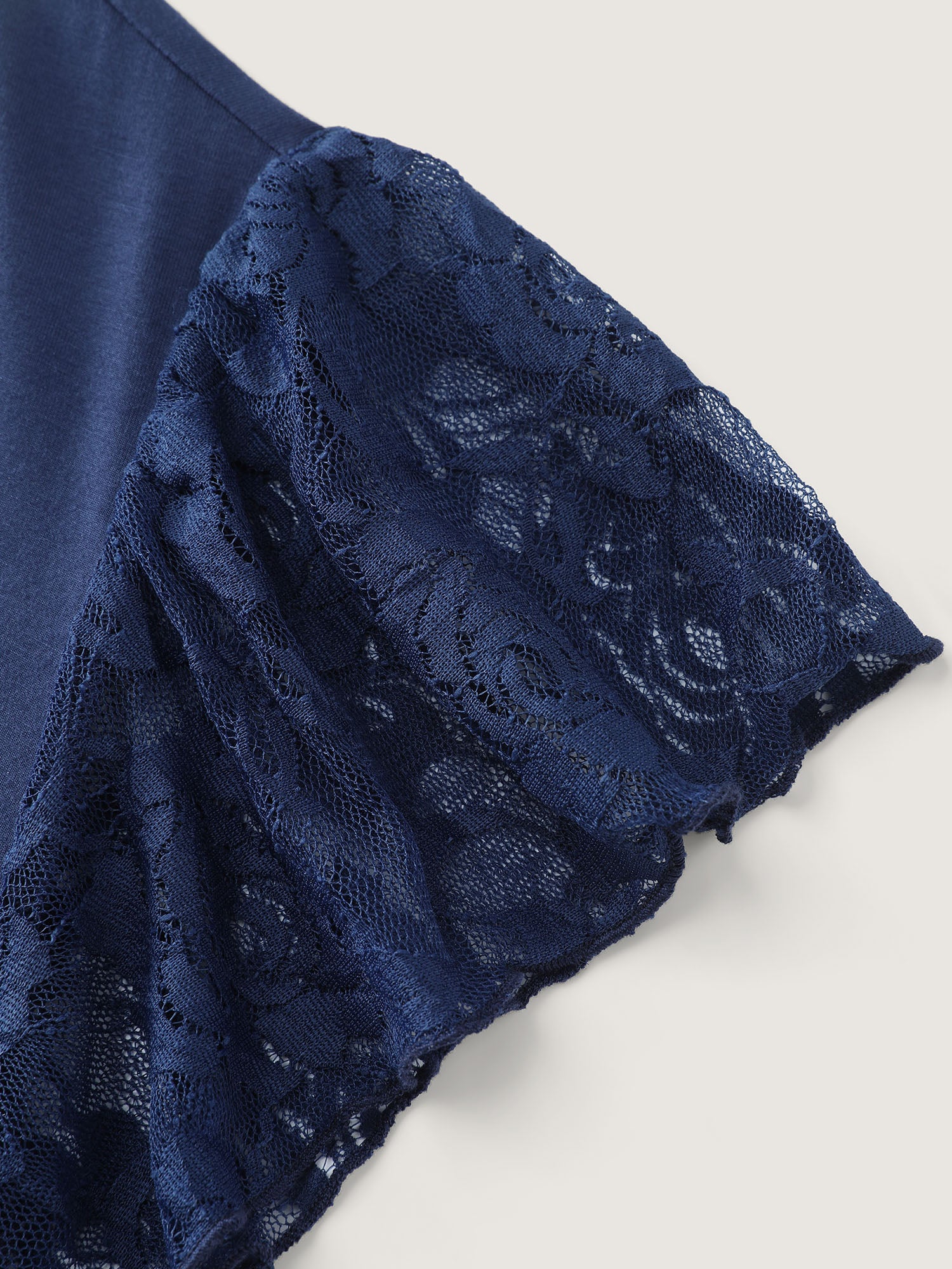 Sheer Lace Sleeve V-Neck Top - Image 7