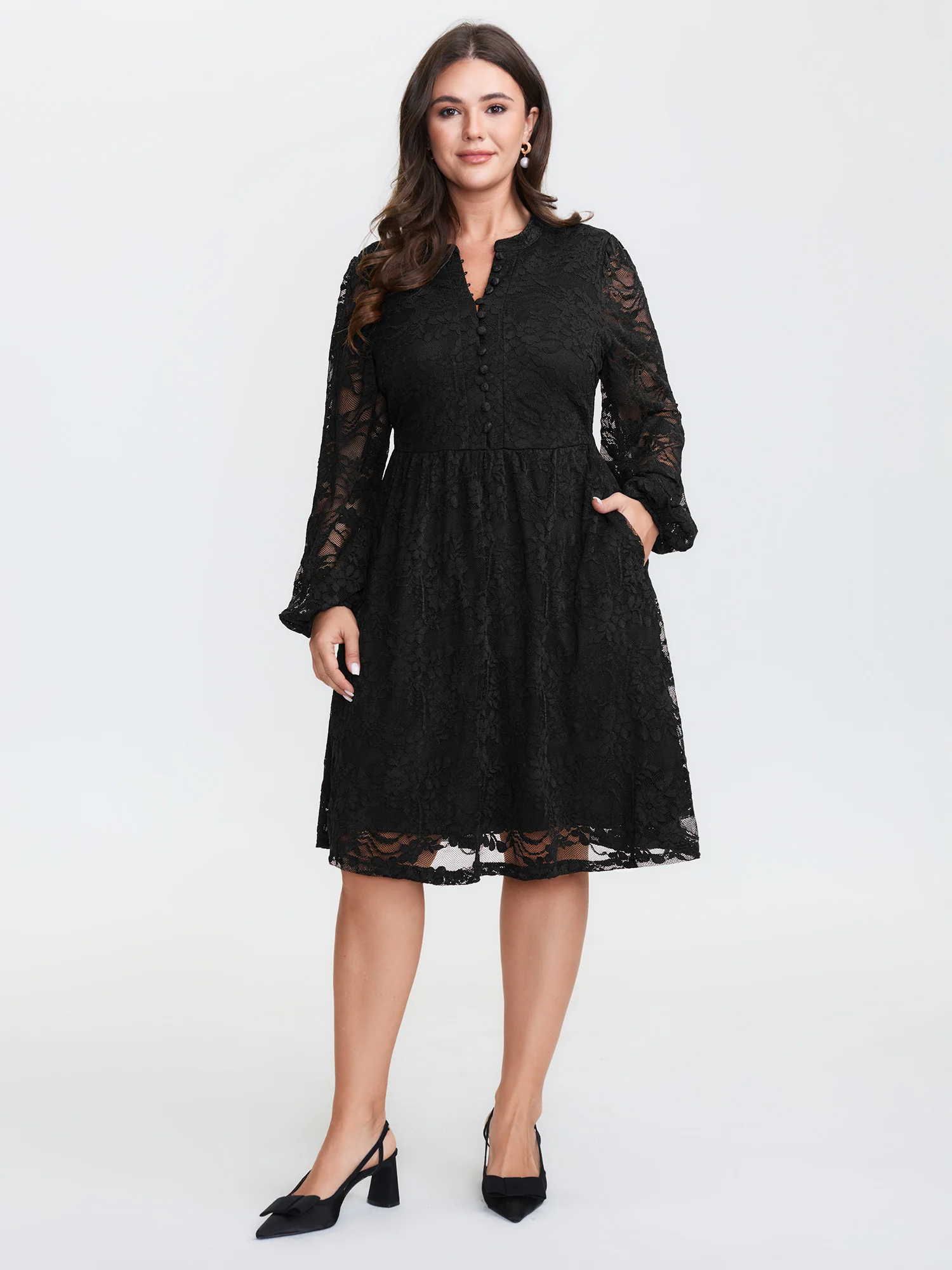 Sheer Lace Sleeve Waist-Defining Mini Dress - Image 3