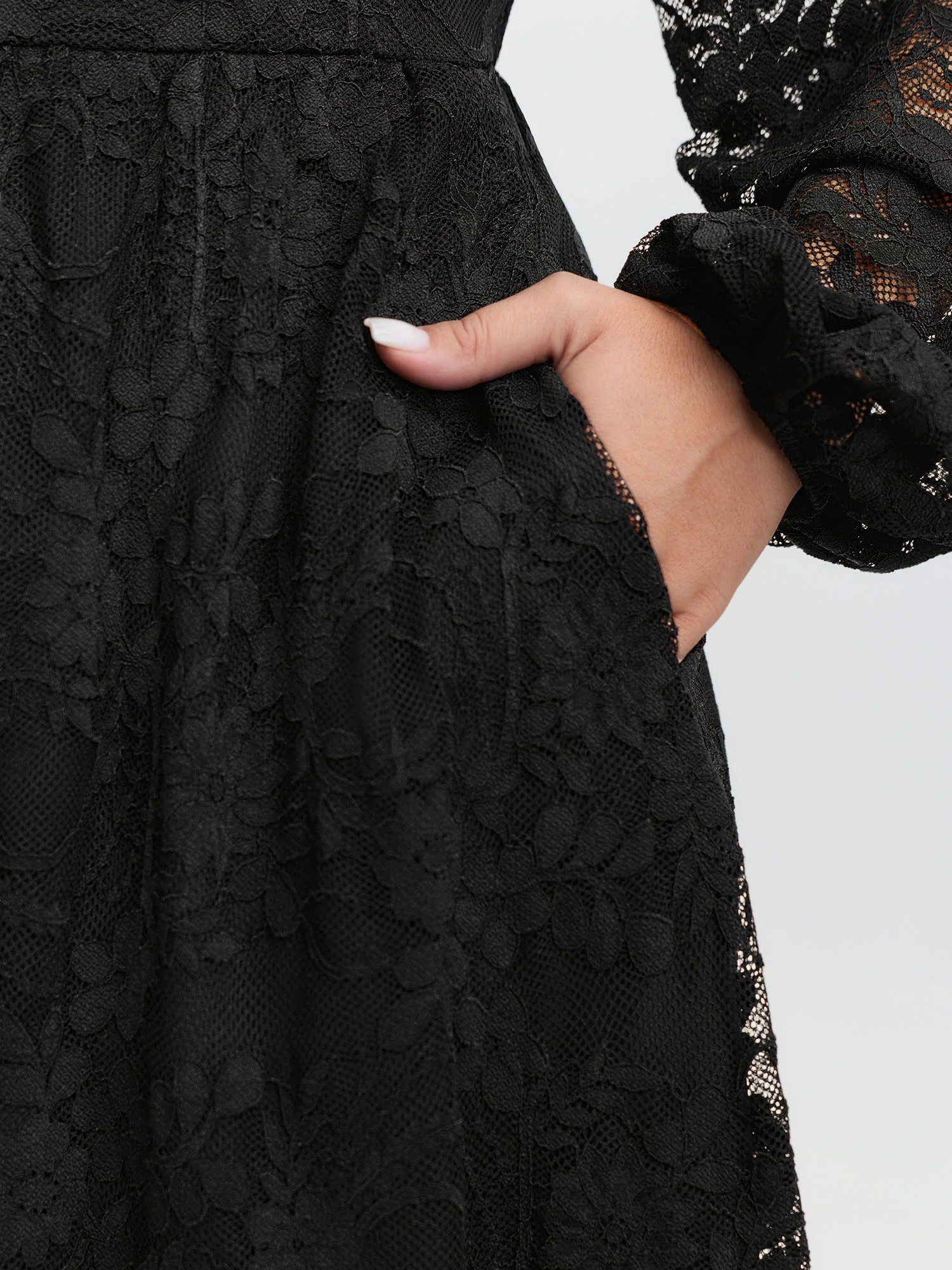 Sheer Lace Sleeve Waist-Defining Mini Dress - Image 4