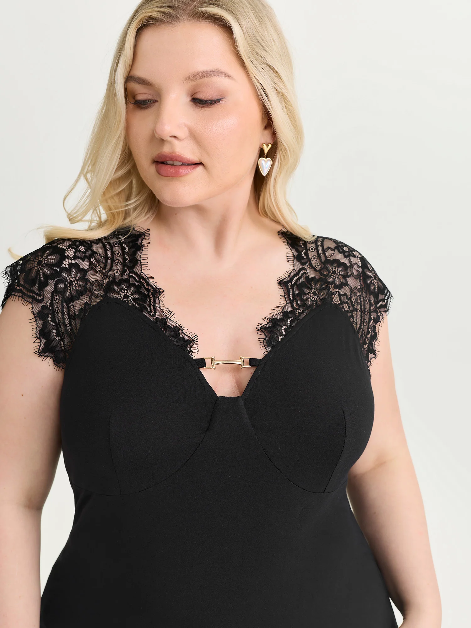 Sheer Lace Straps Knit Top - Image 2