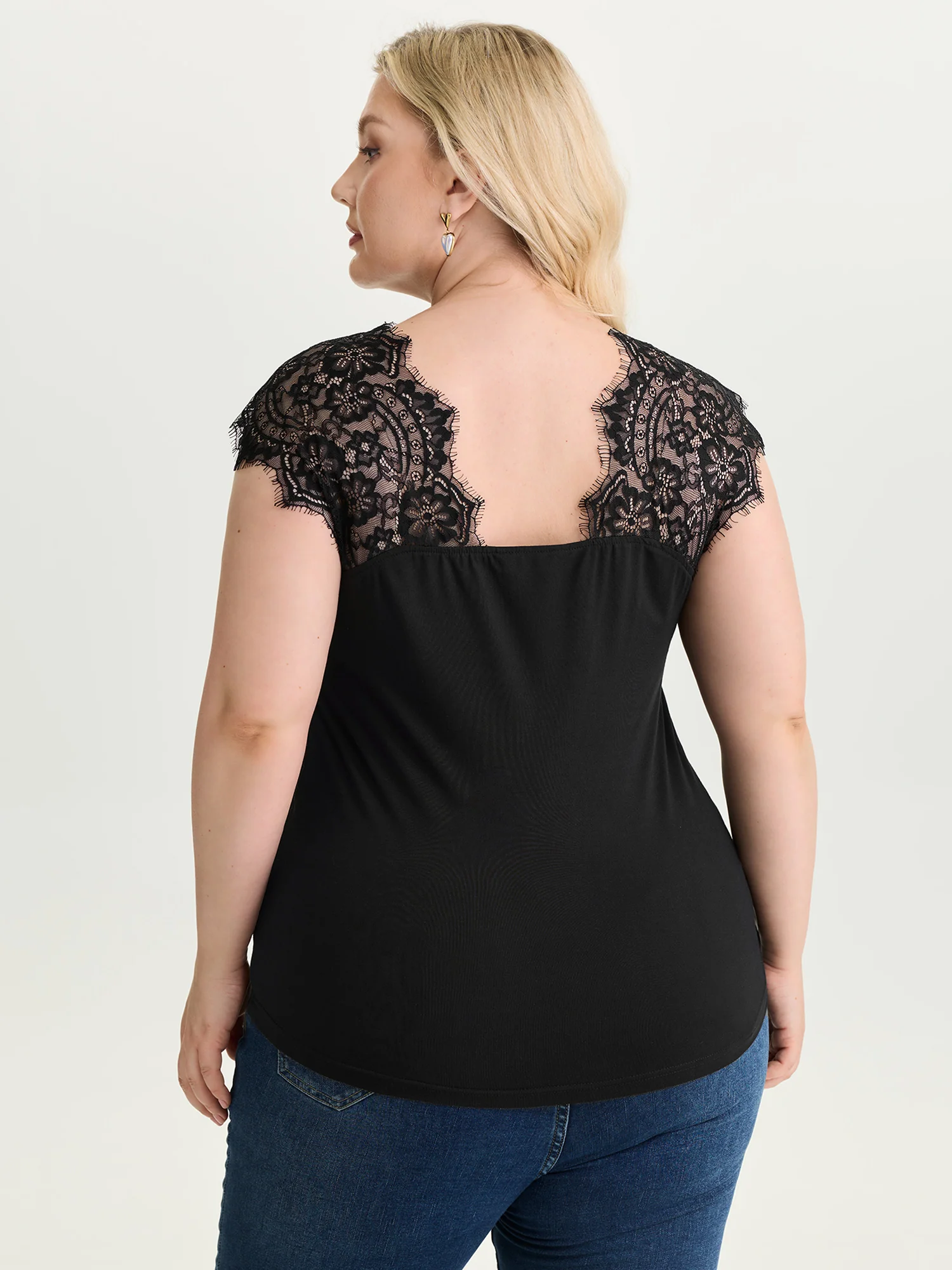 Sheer Lace Straps Knit Top - Image 4