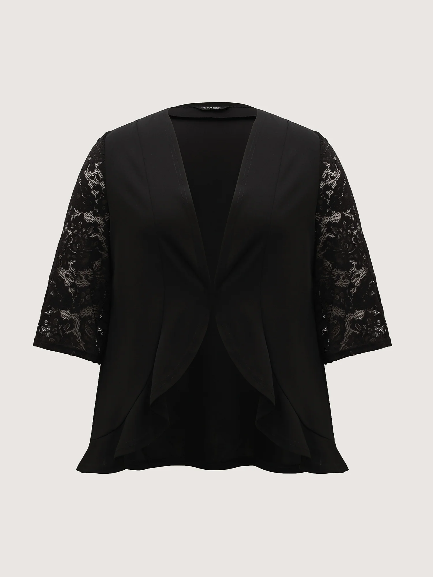 Sheer Lace Stretchy Arc Hem Kimono - Image 8