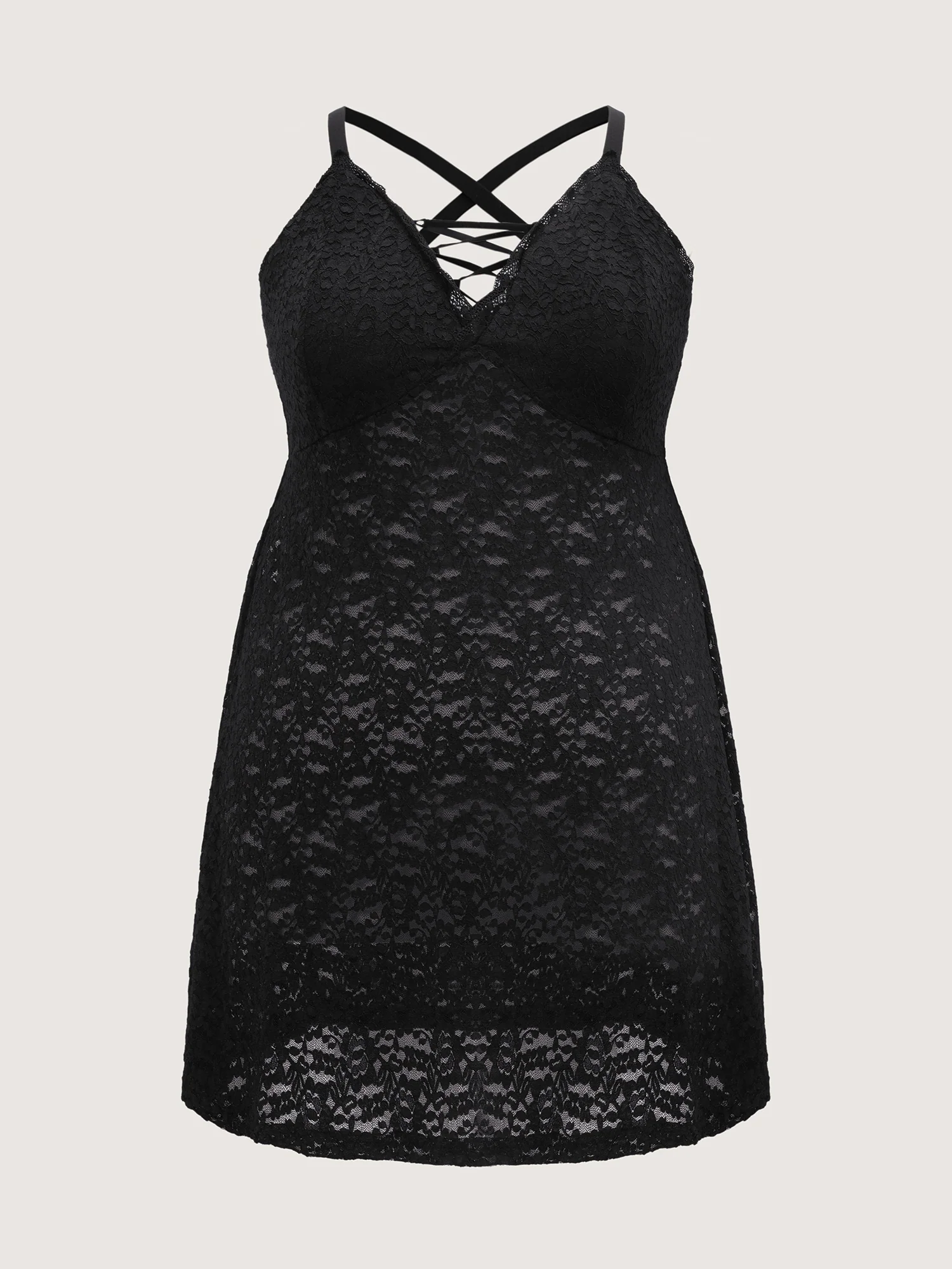 Sheer Lace Textured Crosstie Nightgown - Image 7