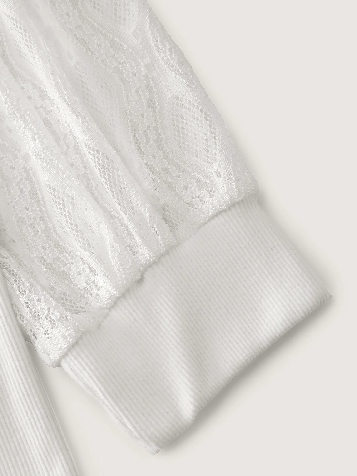 Sheer Lace Trim Mockneck Knit Top - Image 7