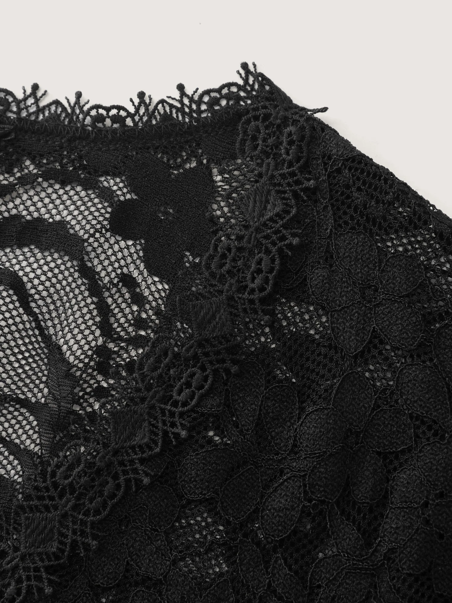 Sheer Lace Trim V-Neck Top - Image 5