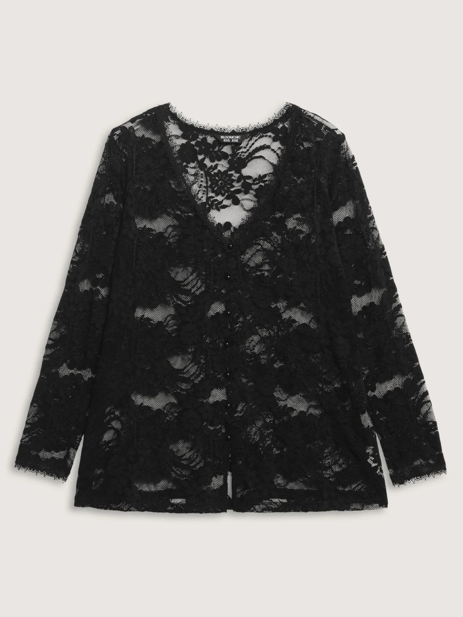 Sheer Lace Trim V-Neck Top - Image 7