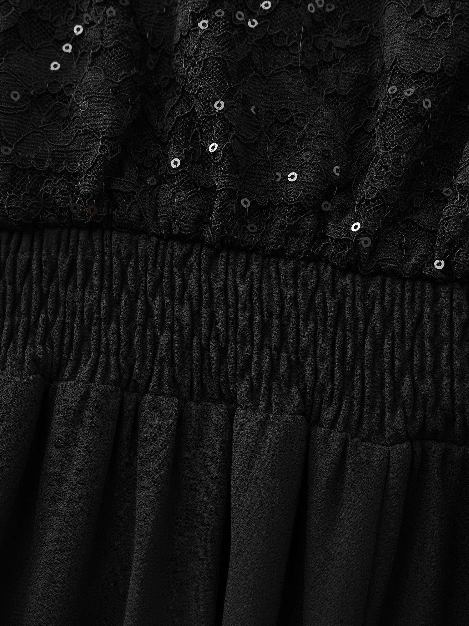 Sheer Lace V-Neck Shirred Waist Midi Dress - Image 6