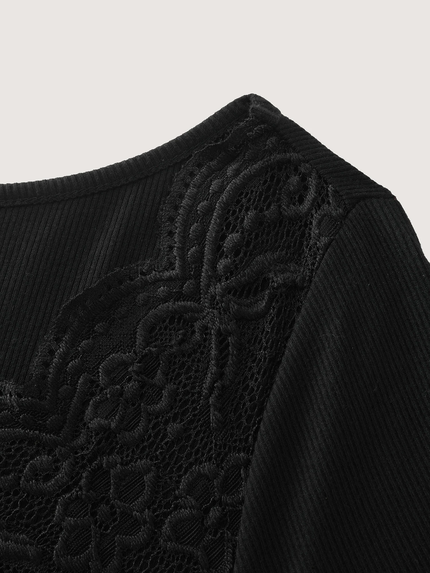 Sheer Lace V-Neckline T-Shirt - Image 7