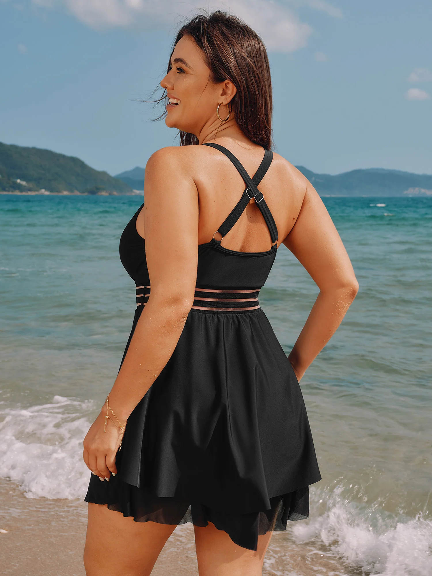Sheer Layered Hem Flowy Swim Dress - Image 6