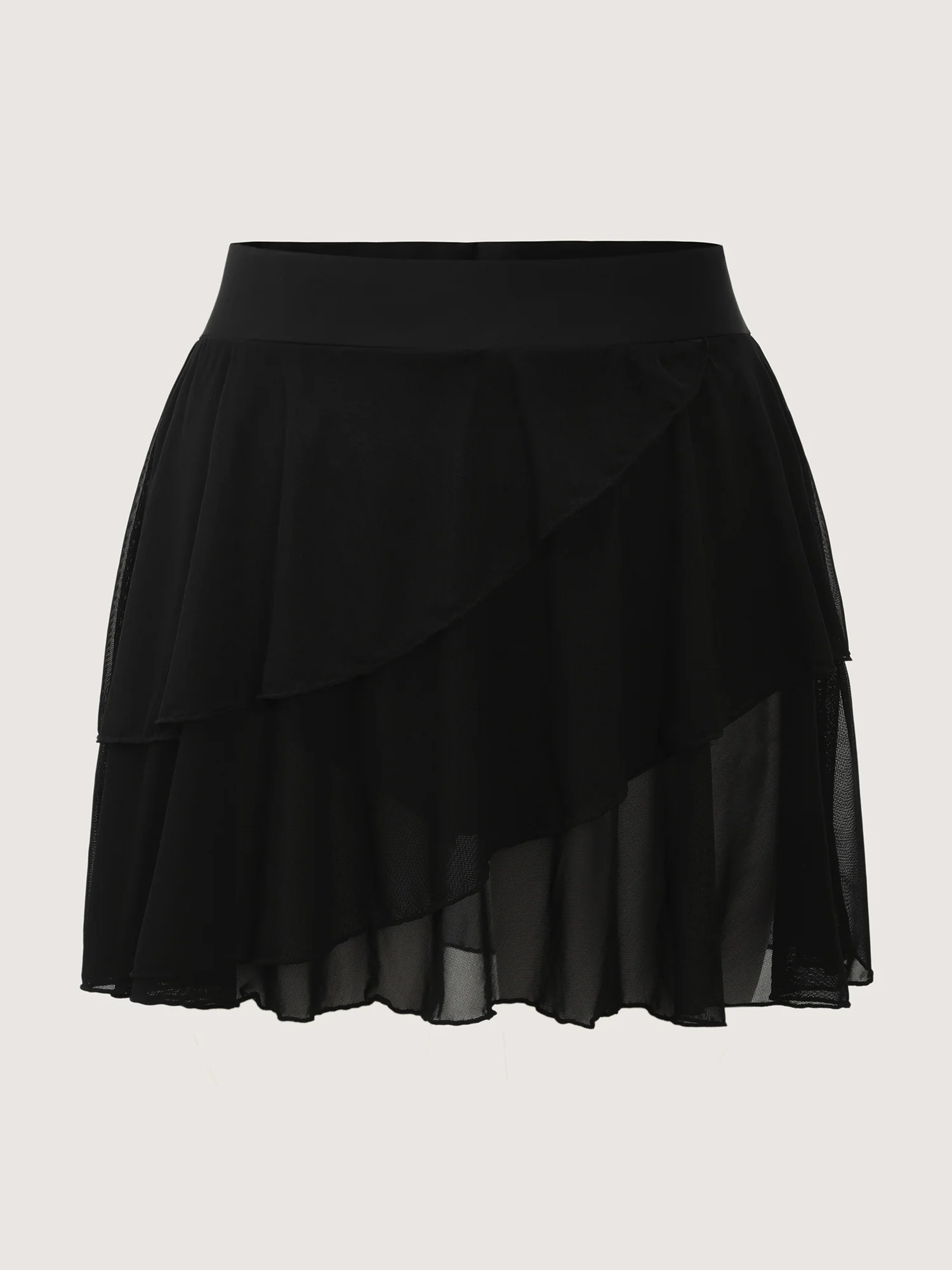 Sheer Layered Plain Swim Skirt - Image 8