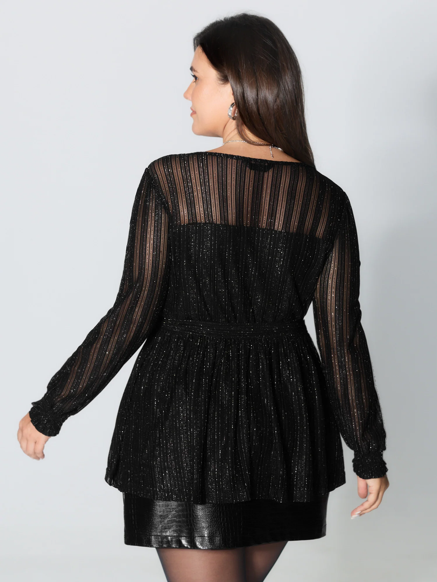 Sheer Luxe Shirred Side-Tie Blouse - Image 4