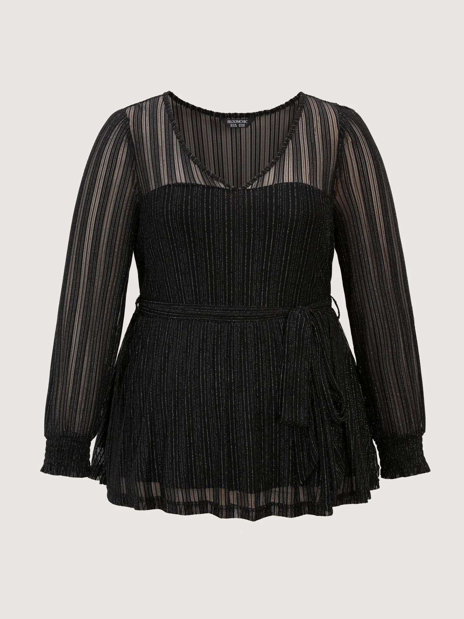 Sheer Luxe Shirred Side-Tie Blouse - Image 7