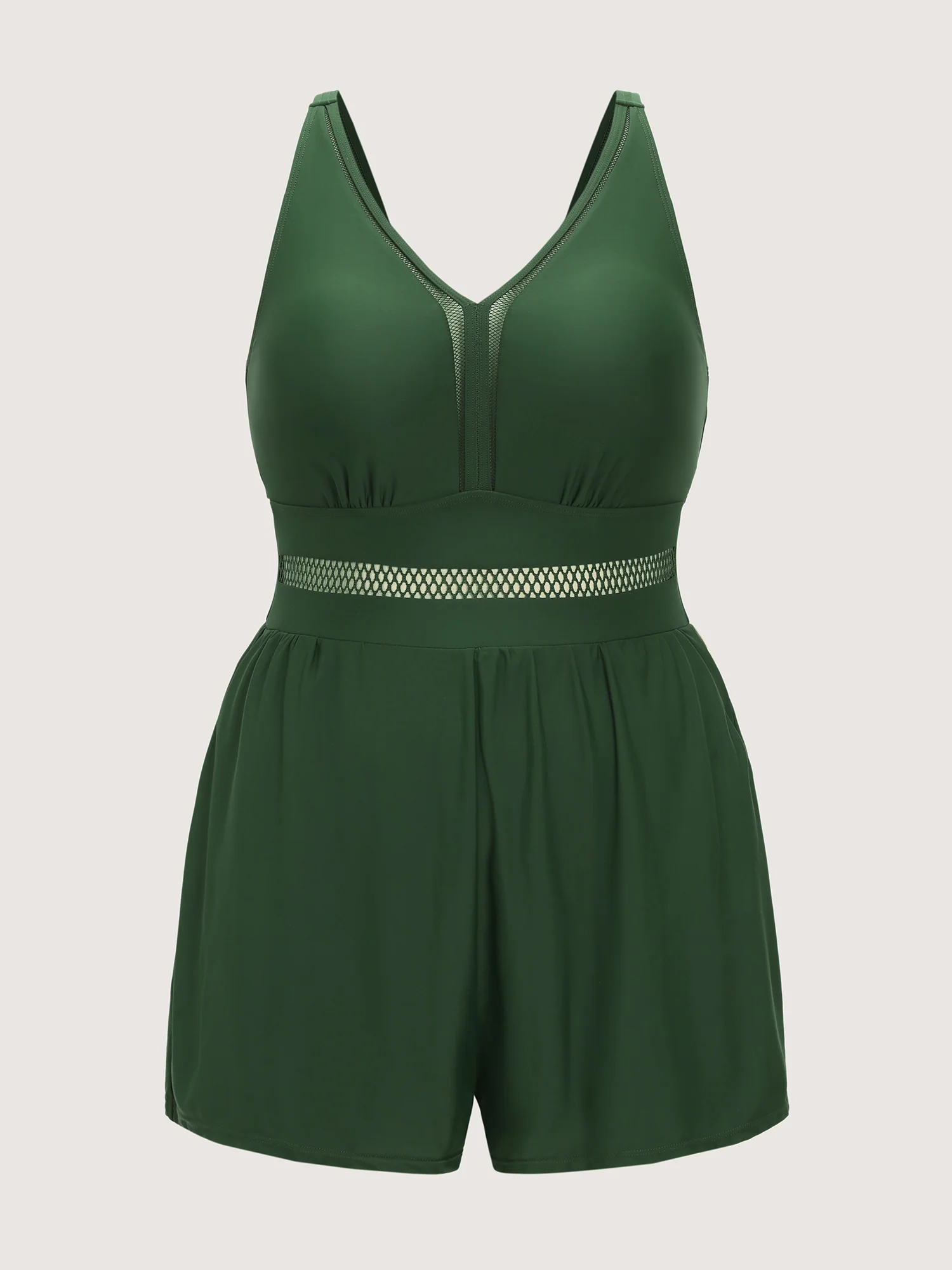 Sheer Mesh Panel V-Neck One-Piece Swimsuit - Image 8