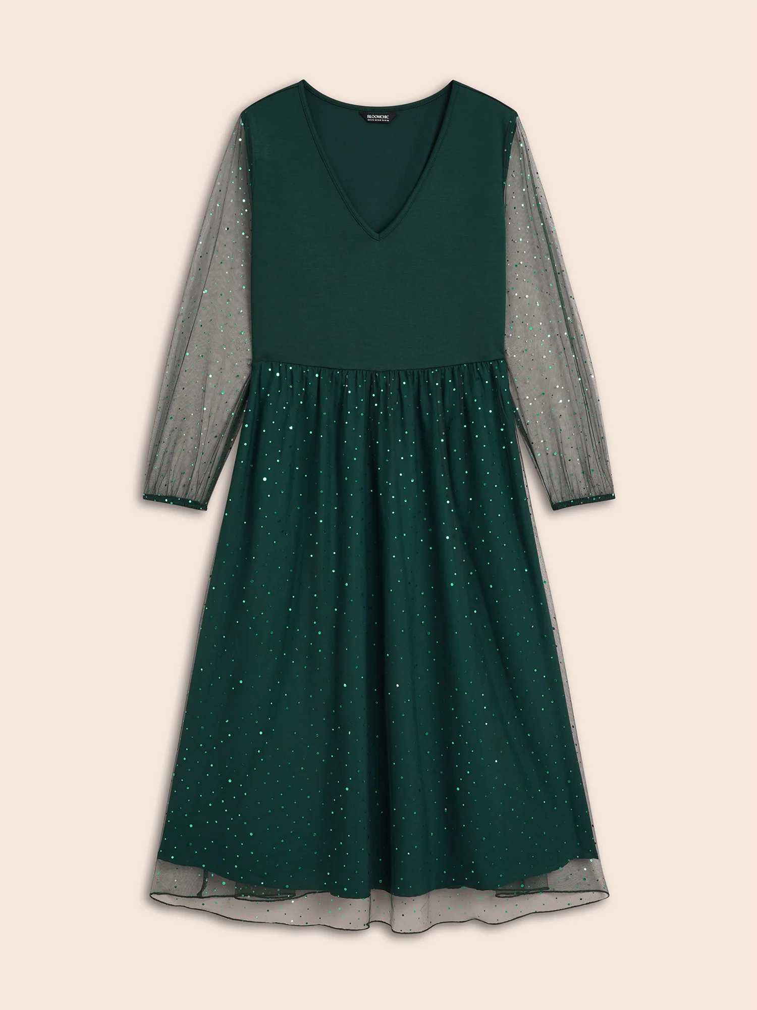 Sheer Mesh Shimmering Sequins Maxi Dress - Image 8