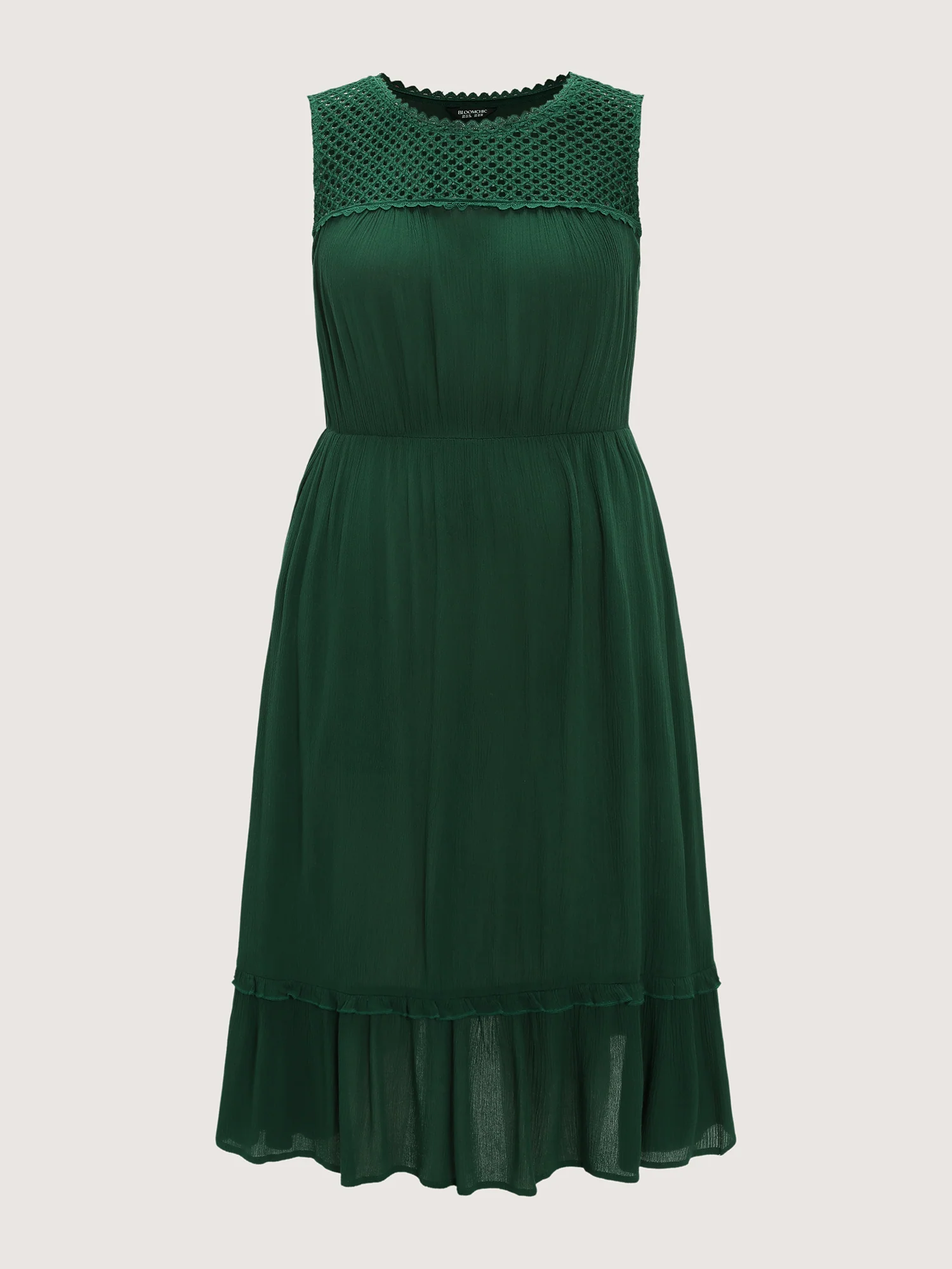 Sheer Neckline Ruffled Hem Midi Dress - Image 6