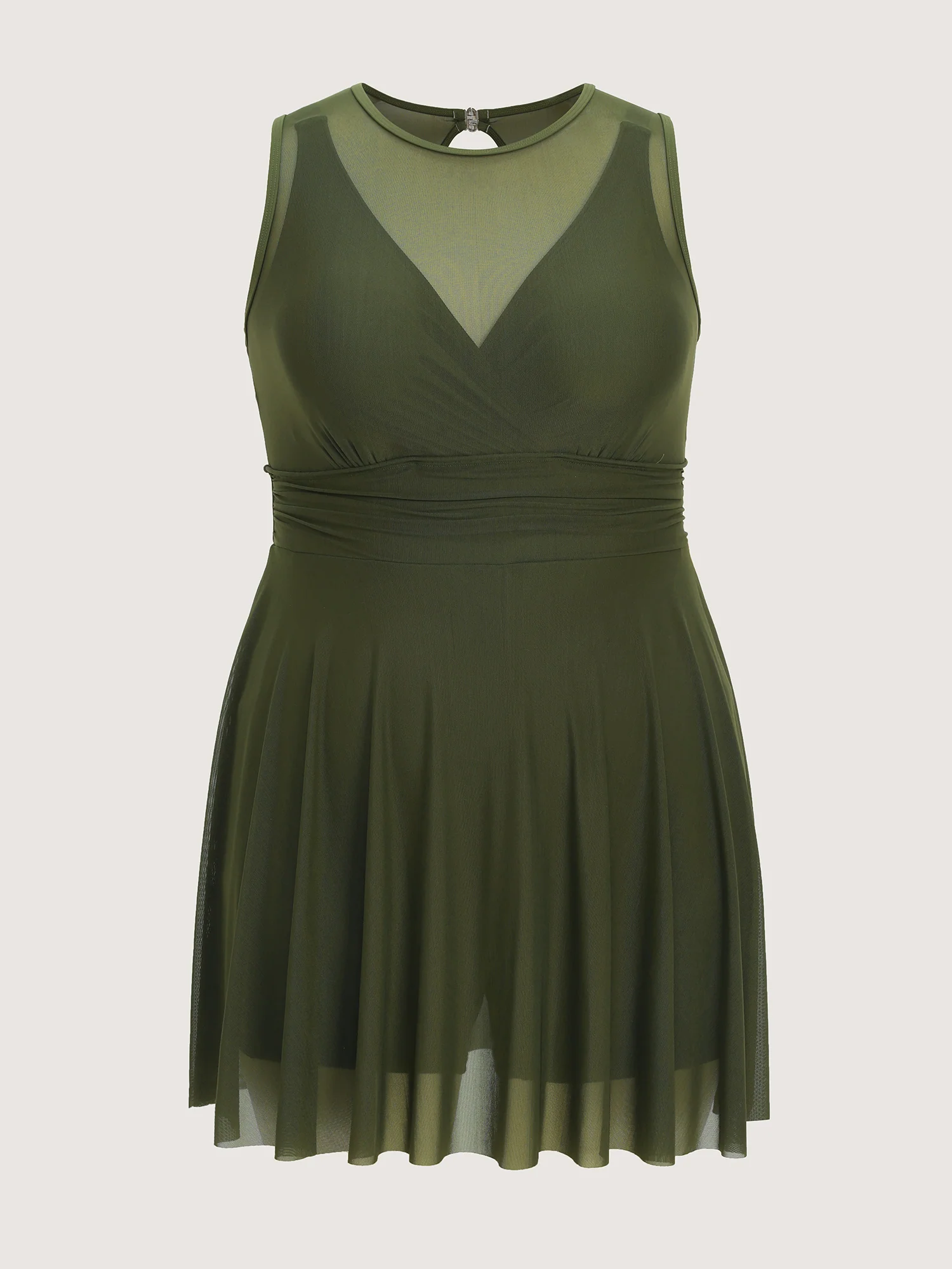 Sheer Open Back Fit And Flare Swim Dress - Image 7