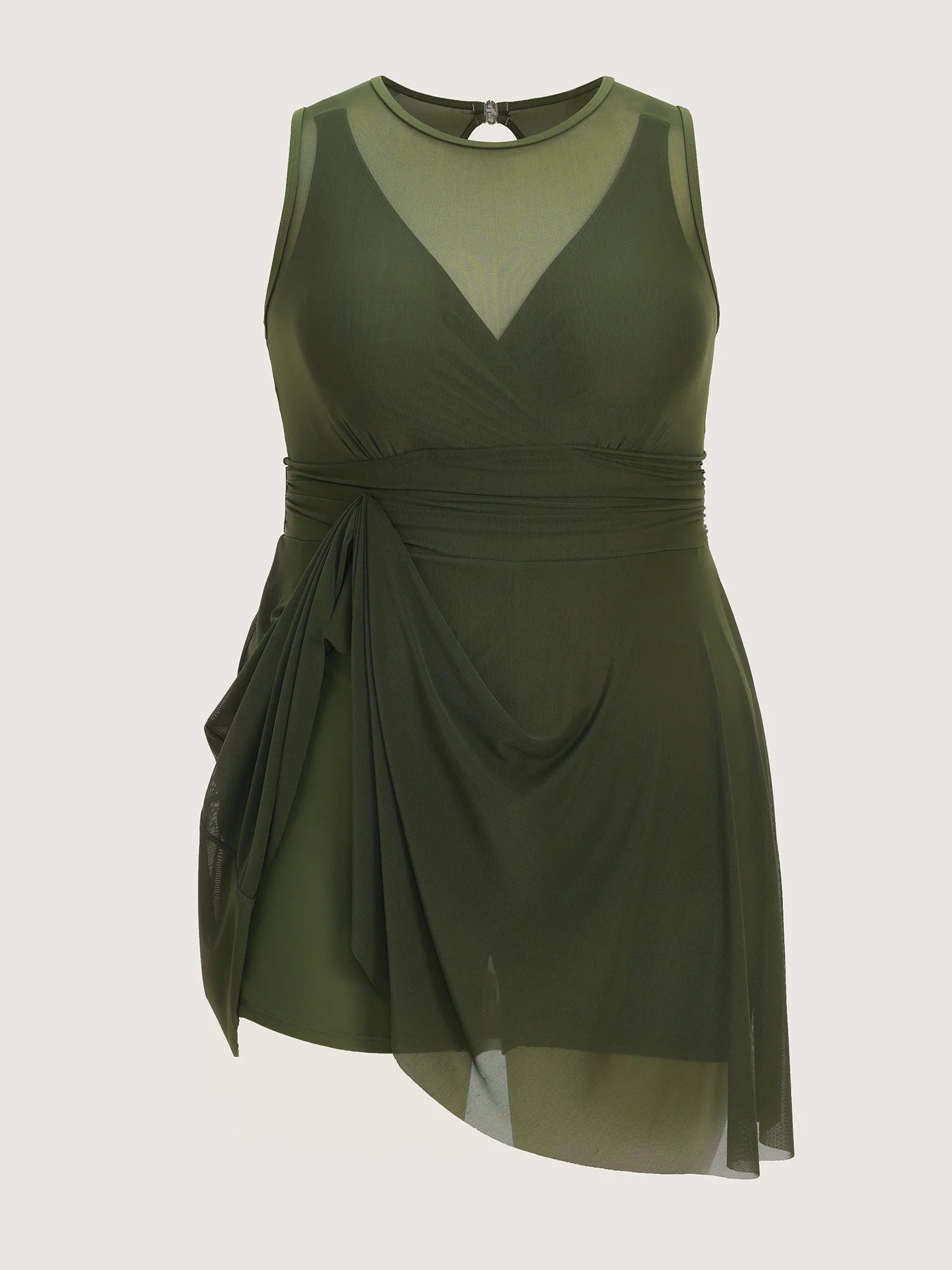 Sheer Open Back Fit And Flare Swim Dress - Image 8