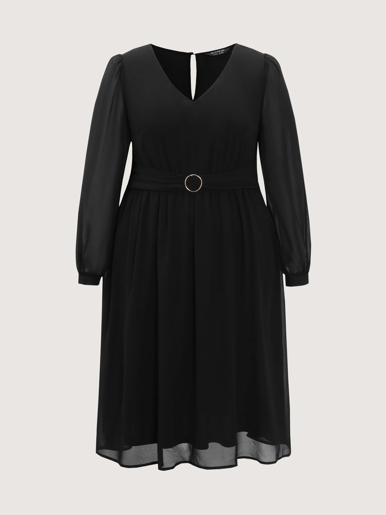 Sheer Pleated Metal Detail Midi Dress - Image 7