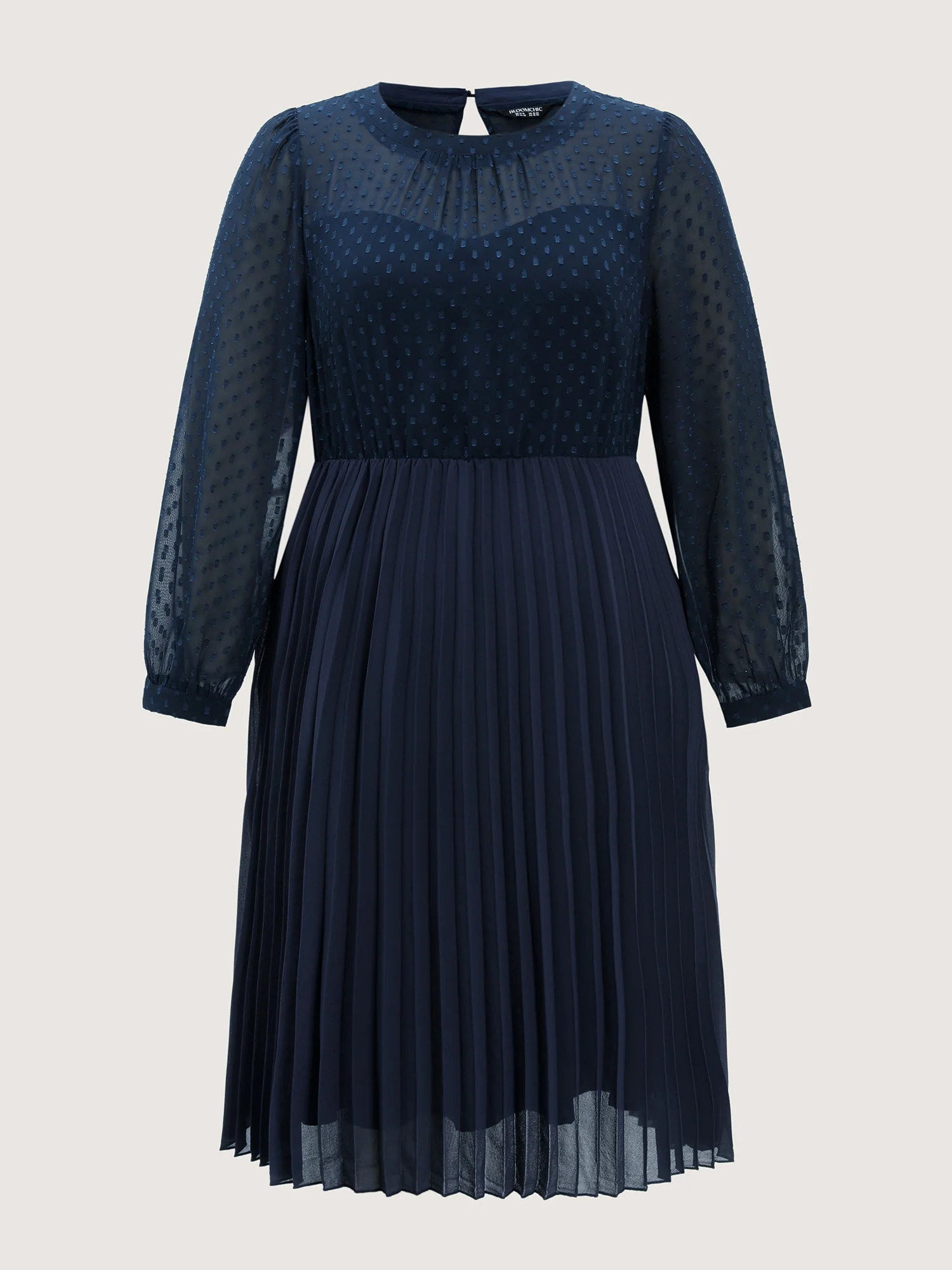 Sheer Polka Dots Pleated Midi Dress - Image 7