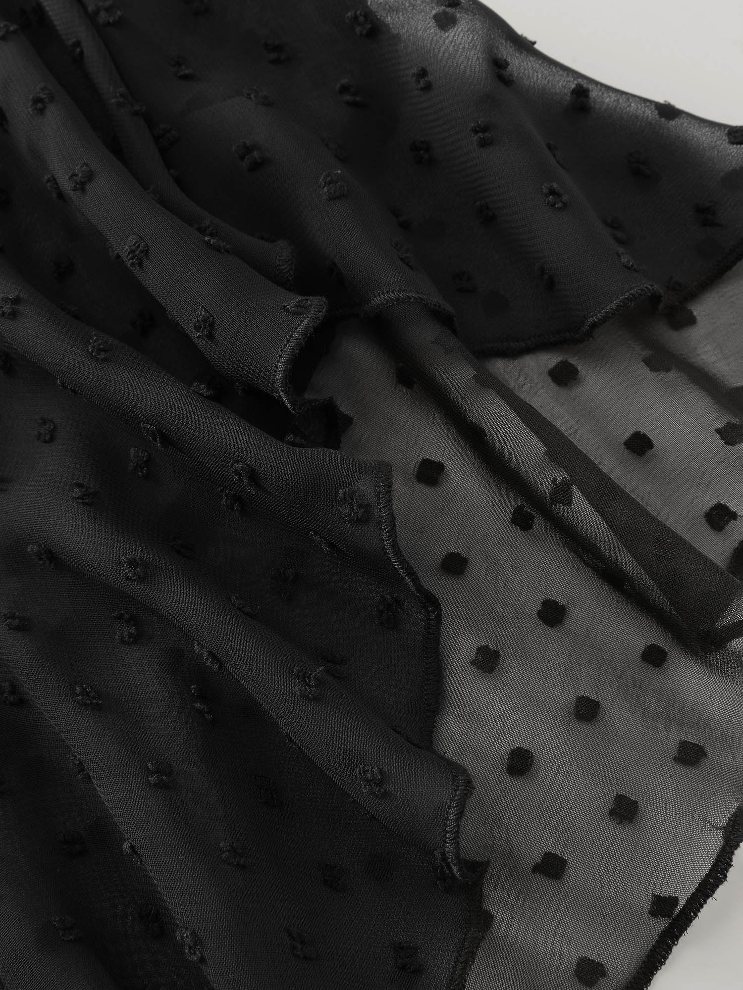 Sheer Polka Dots Sleeve Knit Top - Image 6