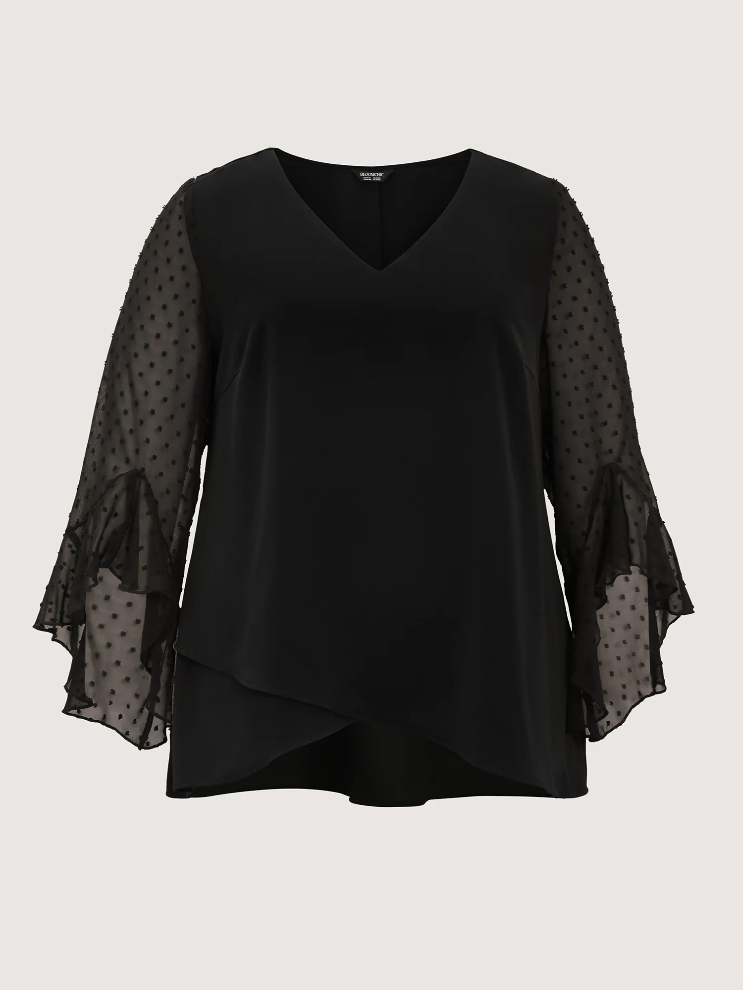 Sheer Polka Dots Sleeve Knit Top - Image 7
